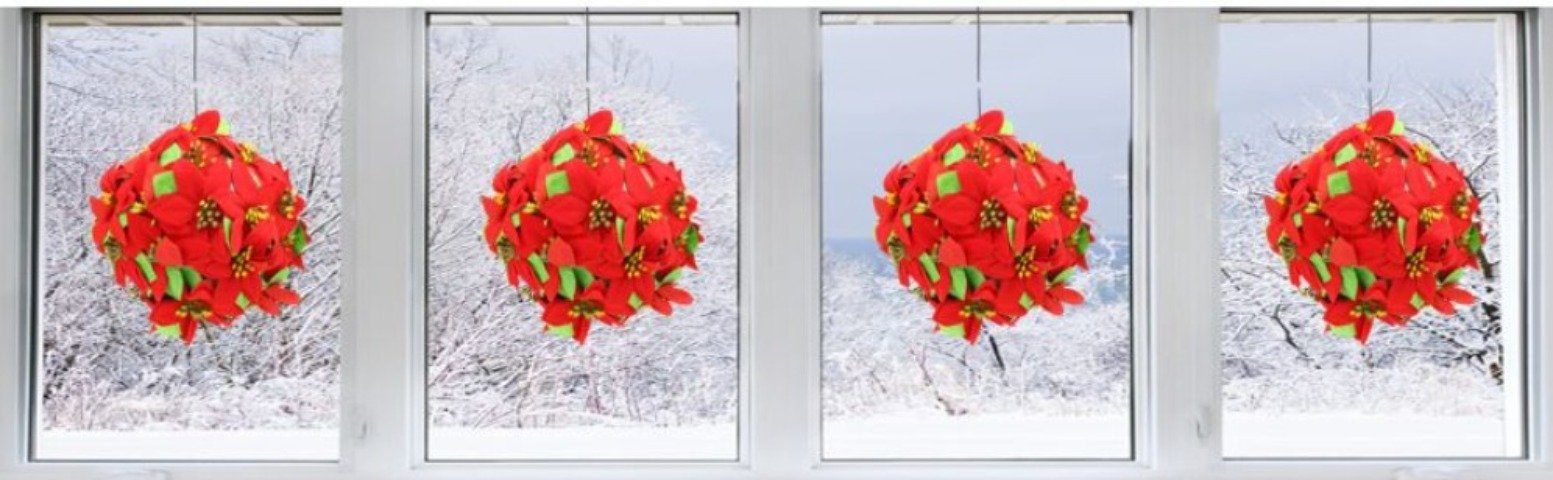 Kunstblume 21 international, Weihnachtsstern-Kugel, JOKA Mit Höhe Deko Aufhänge-Haken cm,