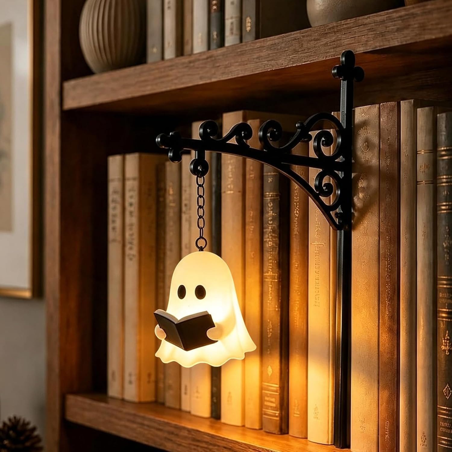 FELIXLEO Wandleuchte Bücherregal Lampe Halloween Deko Geist Bookshelf Lantern