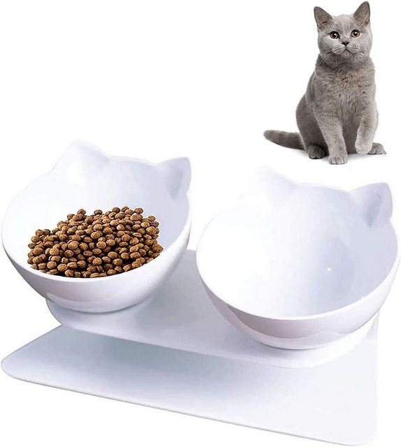 Devenirriche Katzen-Futterautomat Futternapf für Katzen, Doppelnapf für Katzen mit Angehobenem Ständer