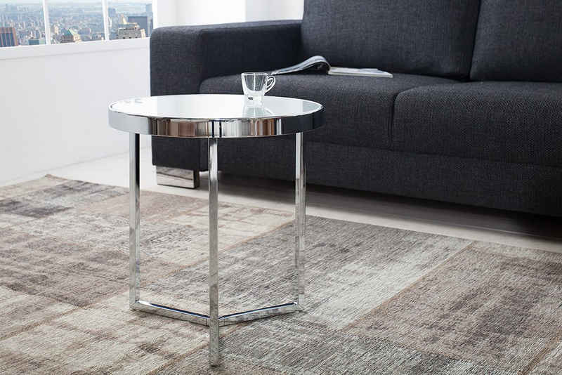 riess-ambiente Beistelltisch ASTRO Ø50cm silber / weiß (Einzelartikel, 1-St), Wohnzimmer · Glasplatte · Metall · rund · Modern Design