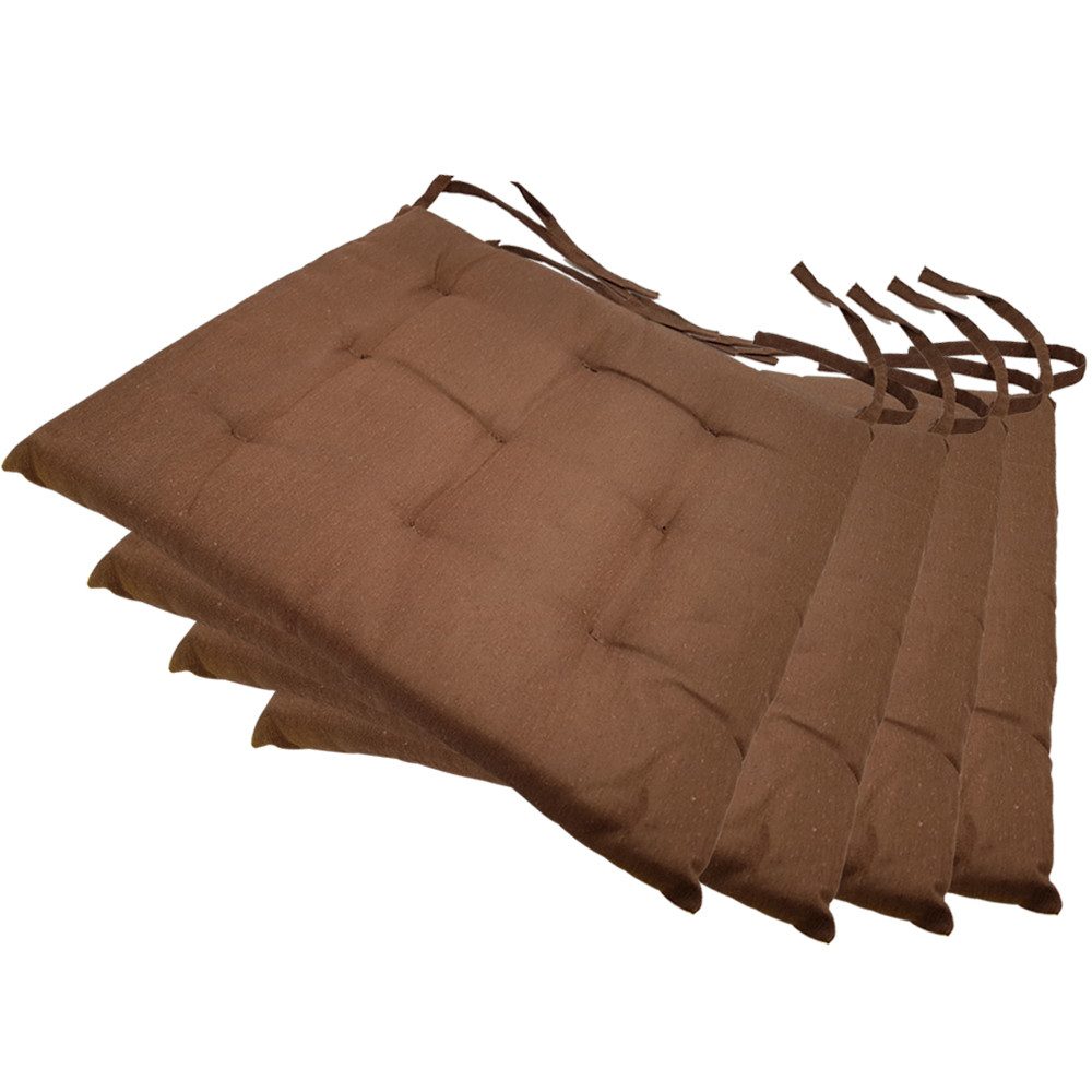 NYVI Stuhlkissen Sitzkissen Nizza 4er Set, Elegante Steppung, robuster Stoff