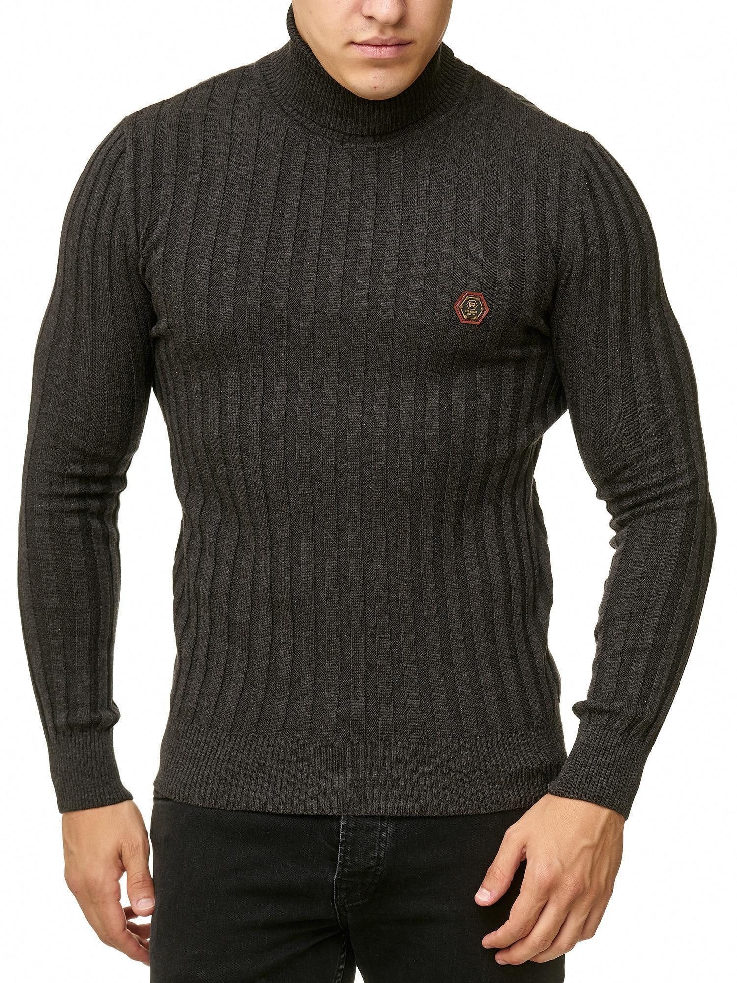 RedBridge Strickpullover Rollkragen Strickpullover mit Logopatch hoher Roll günstig online kaufen
