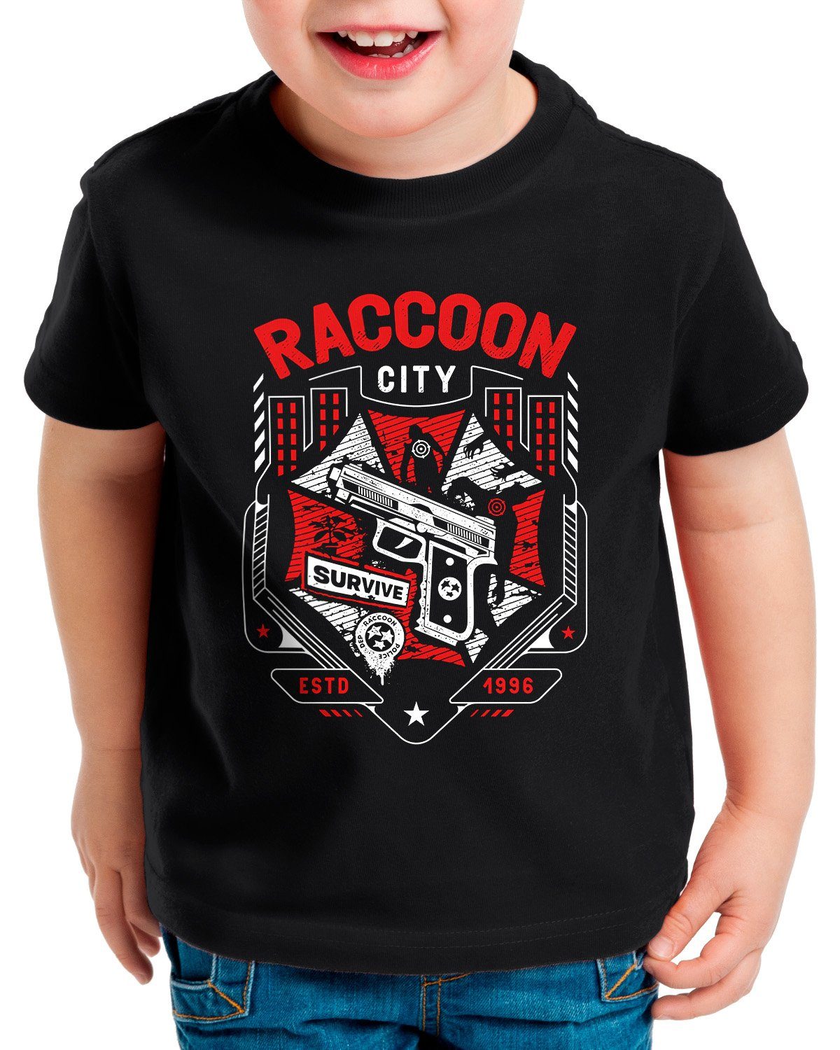 style3 Print-Shirt Kinder T-Shirt Raccoon City evil resident umbrella corp virus zombie