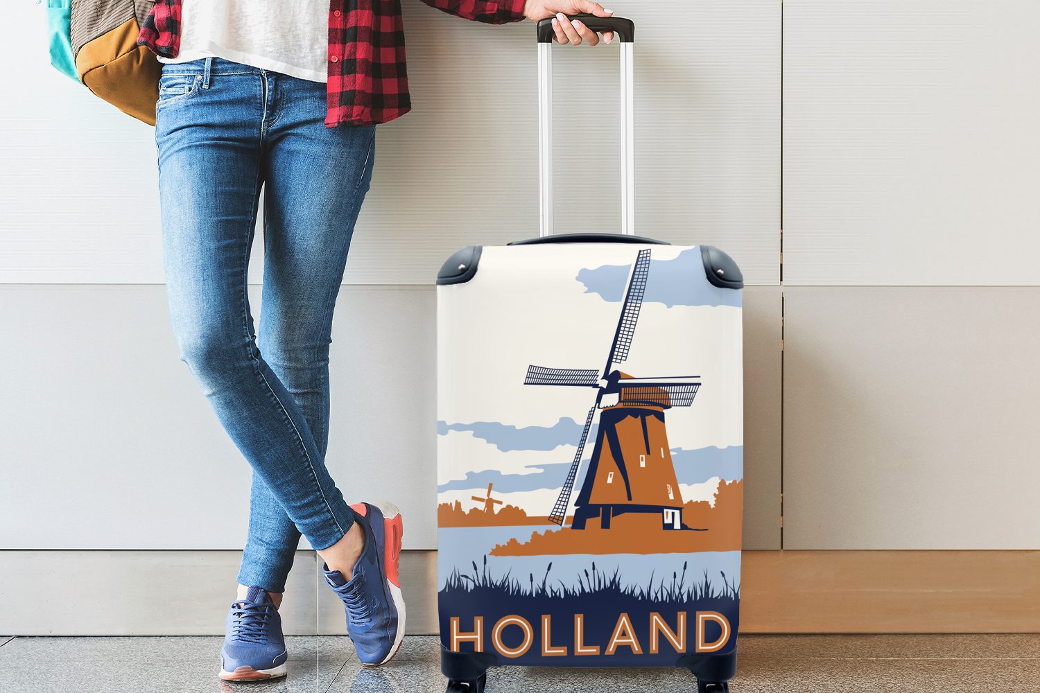 Ein Handgepäck Rollen, 4 rollen, mit für Poster den Niederlanden, altes Ferien, Reisekoffer aus Reisetasche Trolley, Handgepäckkoffer MuchoWow