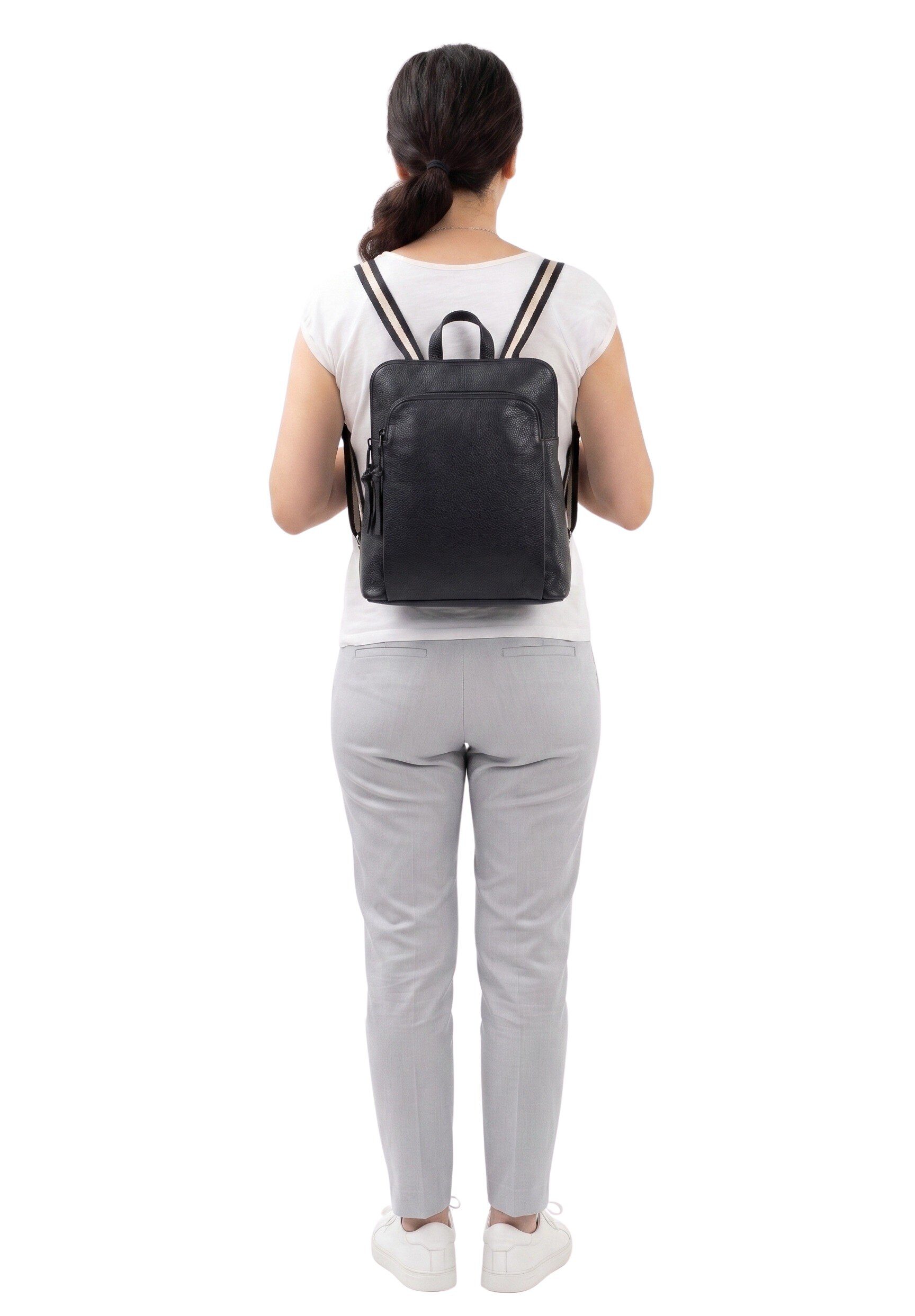 Alessandro Salvatore Cityrucksack Rucksack Leder Damen klein Echtleder Tasche, Damenrucksack small Handtasche Freizeitrucksack Rom 12979 + Etui – Bild 3 von 5