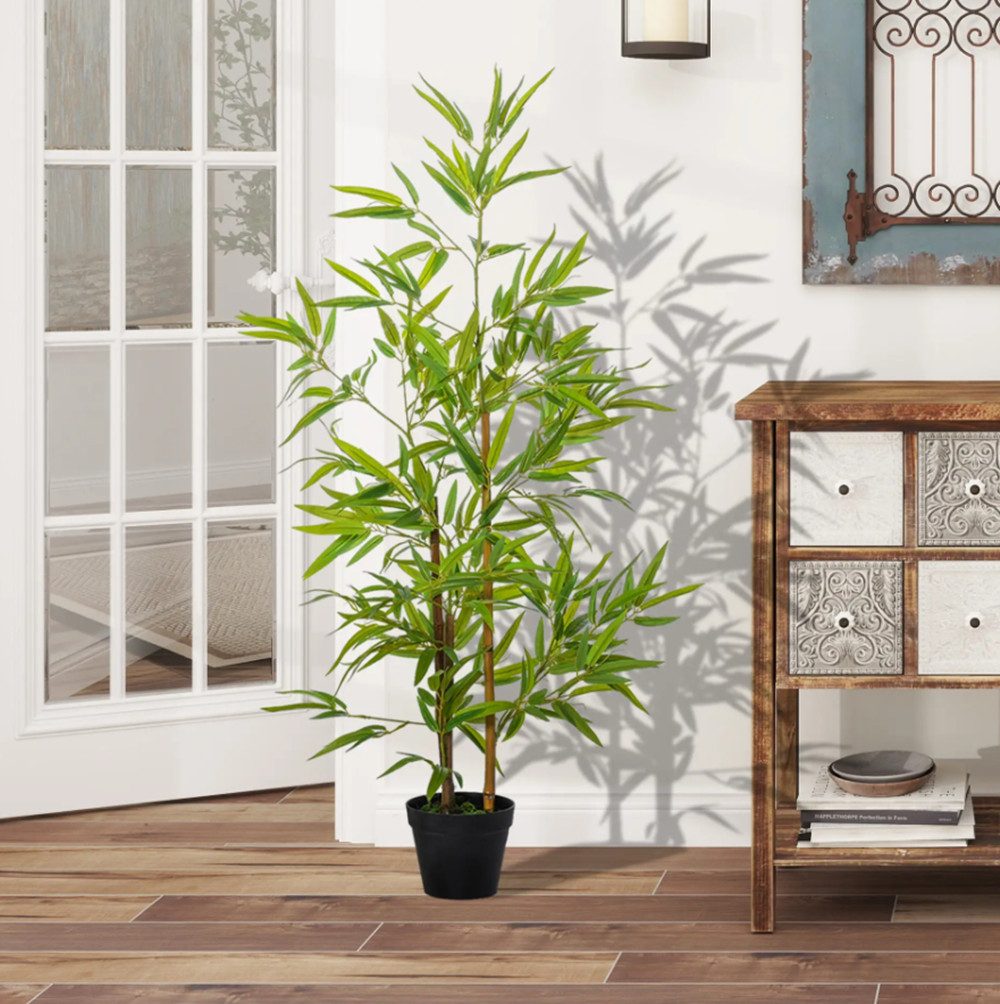 Kunstgras Künstlicher Bambus, Kunstpflanze, Dekopflanze mit Topf, XDeer, Kunstbaum,Künstliche Pflanze 120 cm