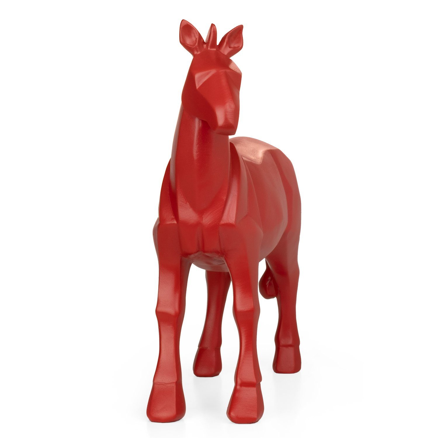 Skulptur Modern Geometrische Dekofigur Figuren Deko Pferd TierFigur Geschenk rot, Polyresin Polygonal Moritz