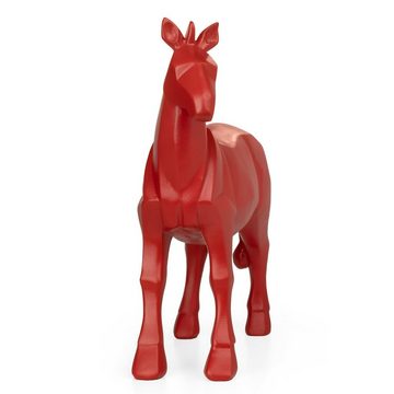 Moritz Dekofigur Polygonal Pferd rot, Polyresin Figuren Deko Geschenk Geometrische TierFigur Modern Skulptur