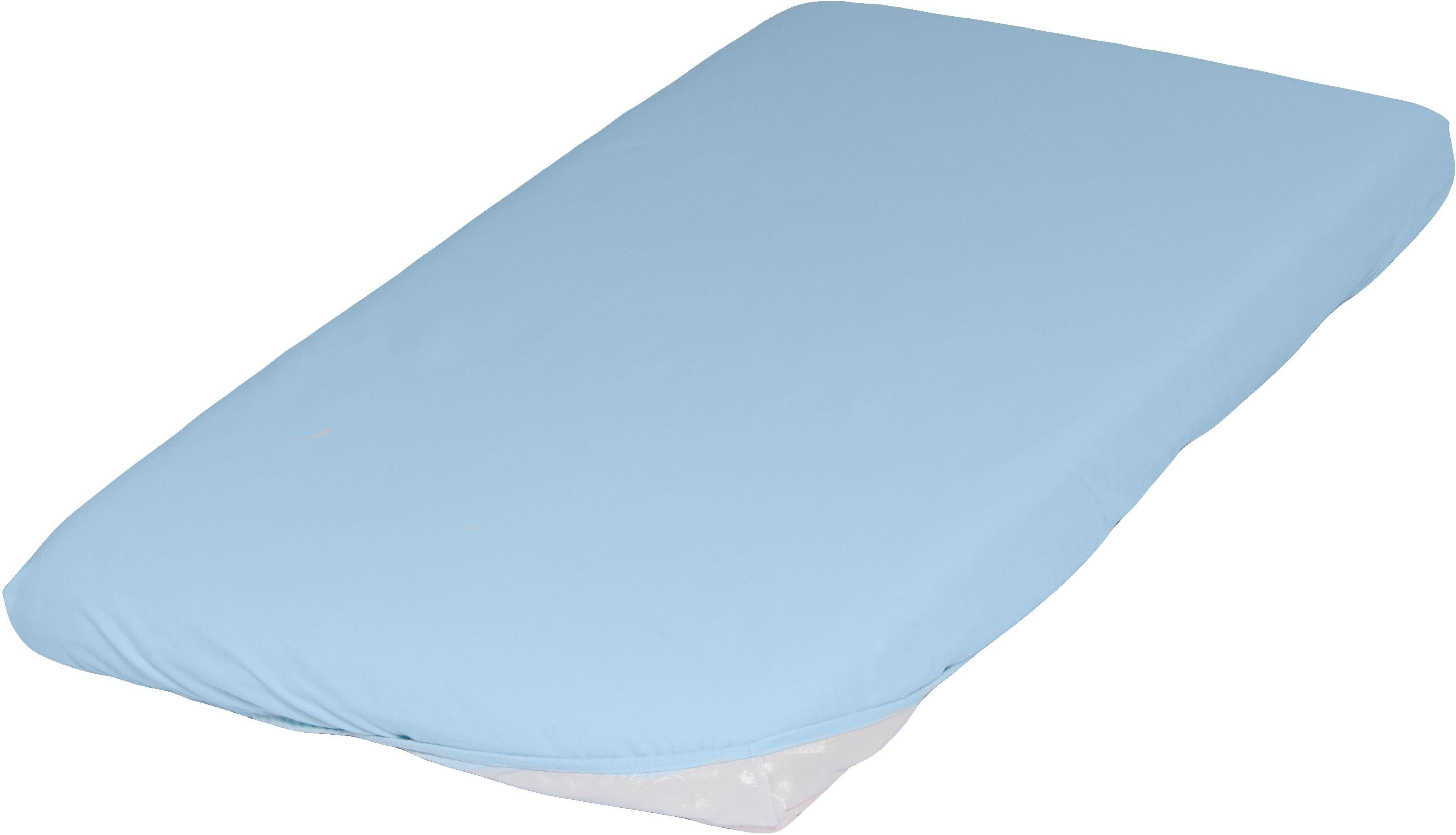 Höhe einer Für Matratzenschutzbezug SETEX, wasserdicht 10-12cm von von Spannbetttuch mit Feinbiber Matratzen hellblau