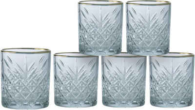 Leonique Whiskyglas »Orne«, Glas, mit ausdrucksstarkem Relief und Goldrand, 340 ml, 6-teilig