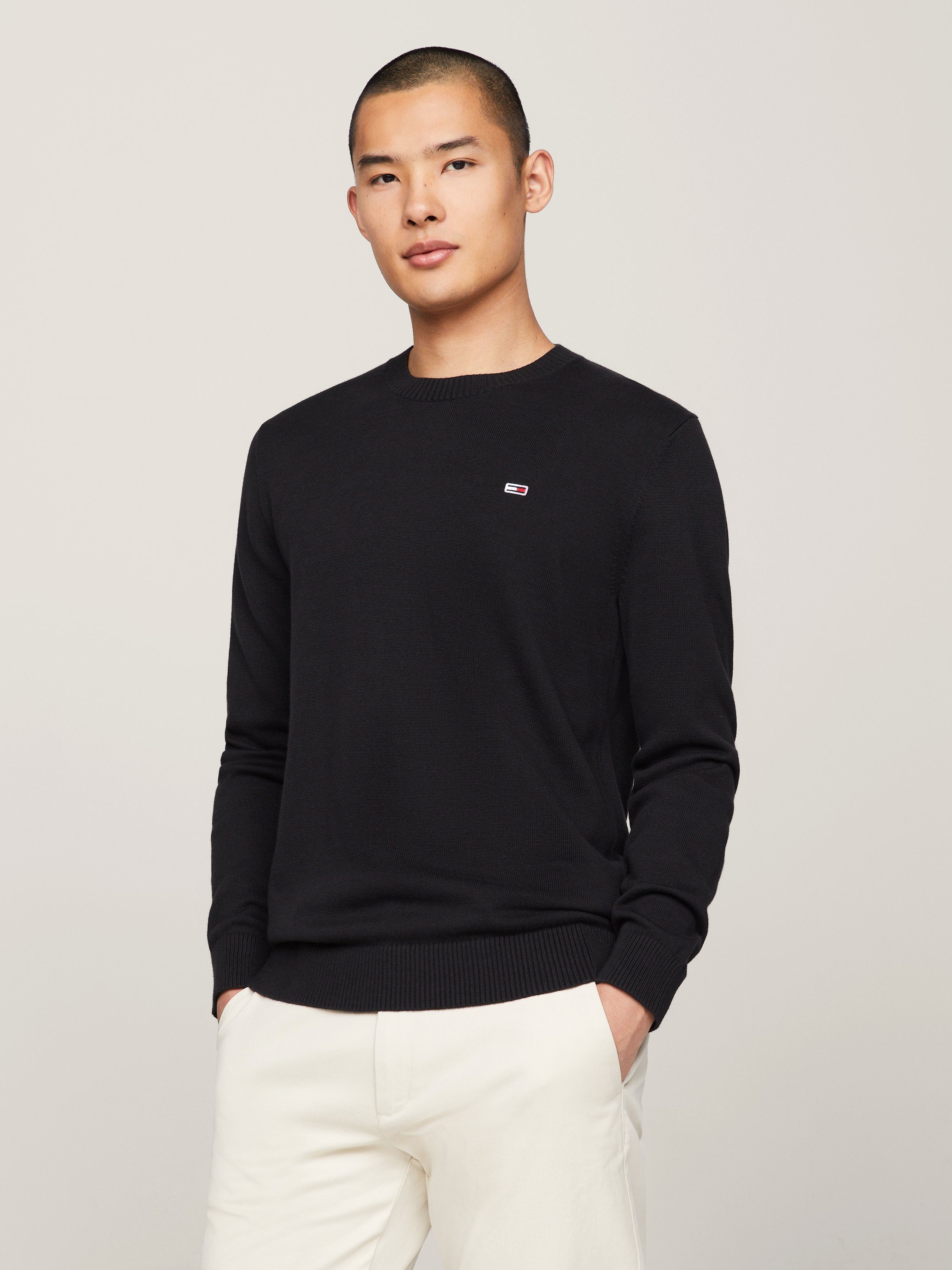 Tommy Jeans Rundhalspullover TJM SLIM ESSENTIAL LIGHT SWEATER mit Flag-Patc günstig online kaufen