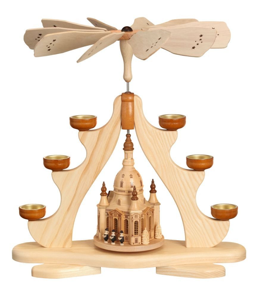 Weihnachtspyramide Pyramide große Dresdner Kirche Esche natur Erzgebirge, Weihnachten