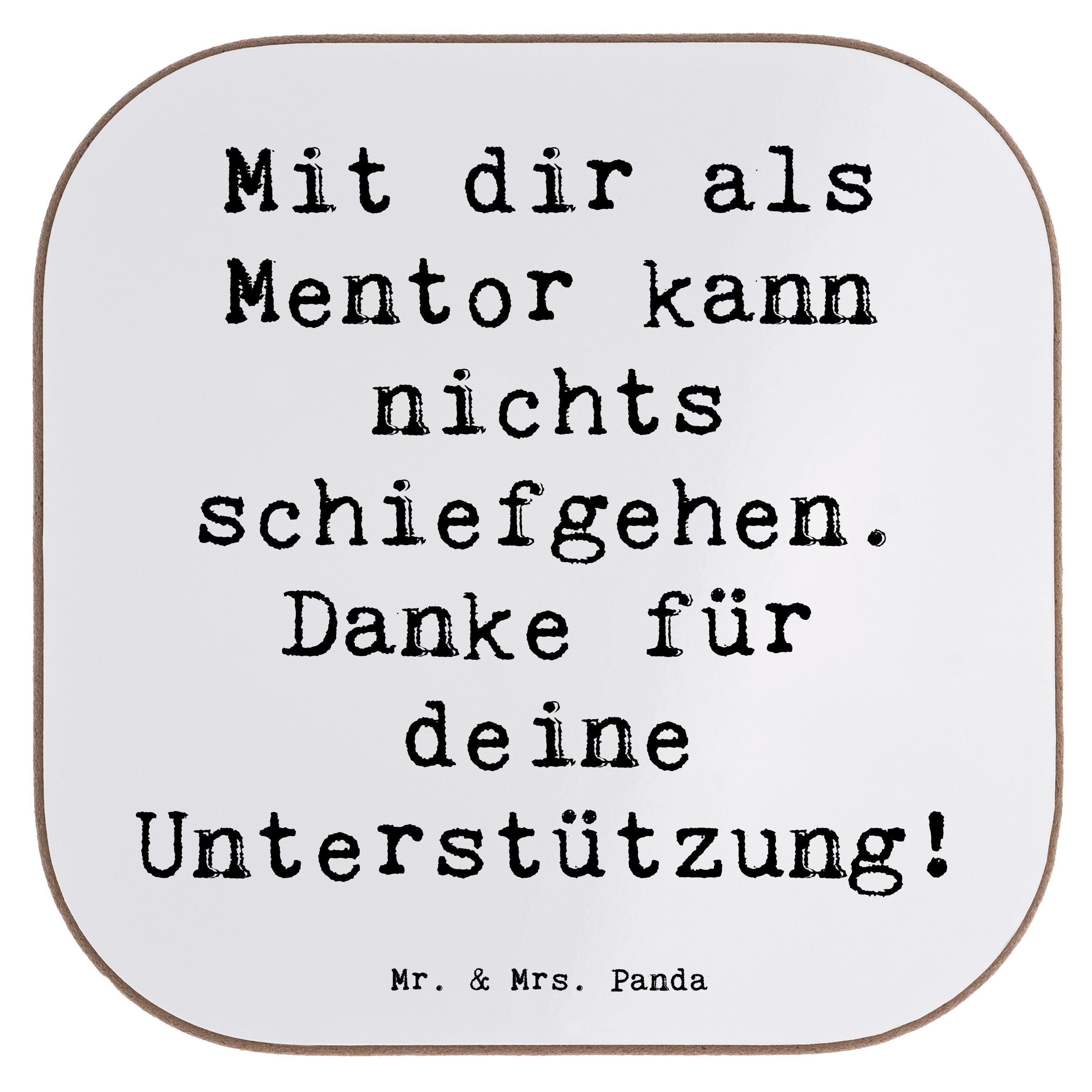 Mr. & Mrs. Panda Getränkeuntersetzer Spruch Beste Mentor, Untersetzer für Gläser, Weiß, Tassenuntersetzer, Packung, besondere Momente Flaschenuntersetzer eckiger untersetzer