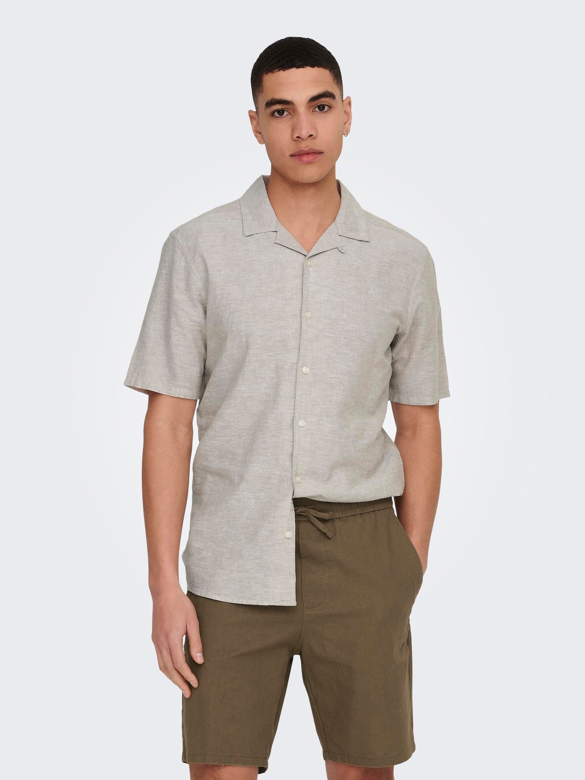 ONLY & SONS Kurzarmhemd ONSCAIDEN SS SOLID RESORT LINEN NOOS