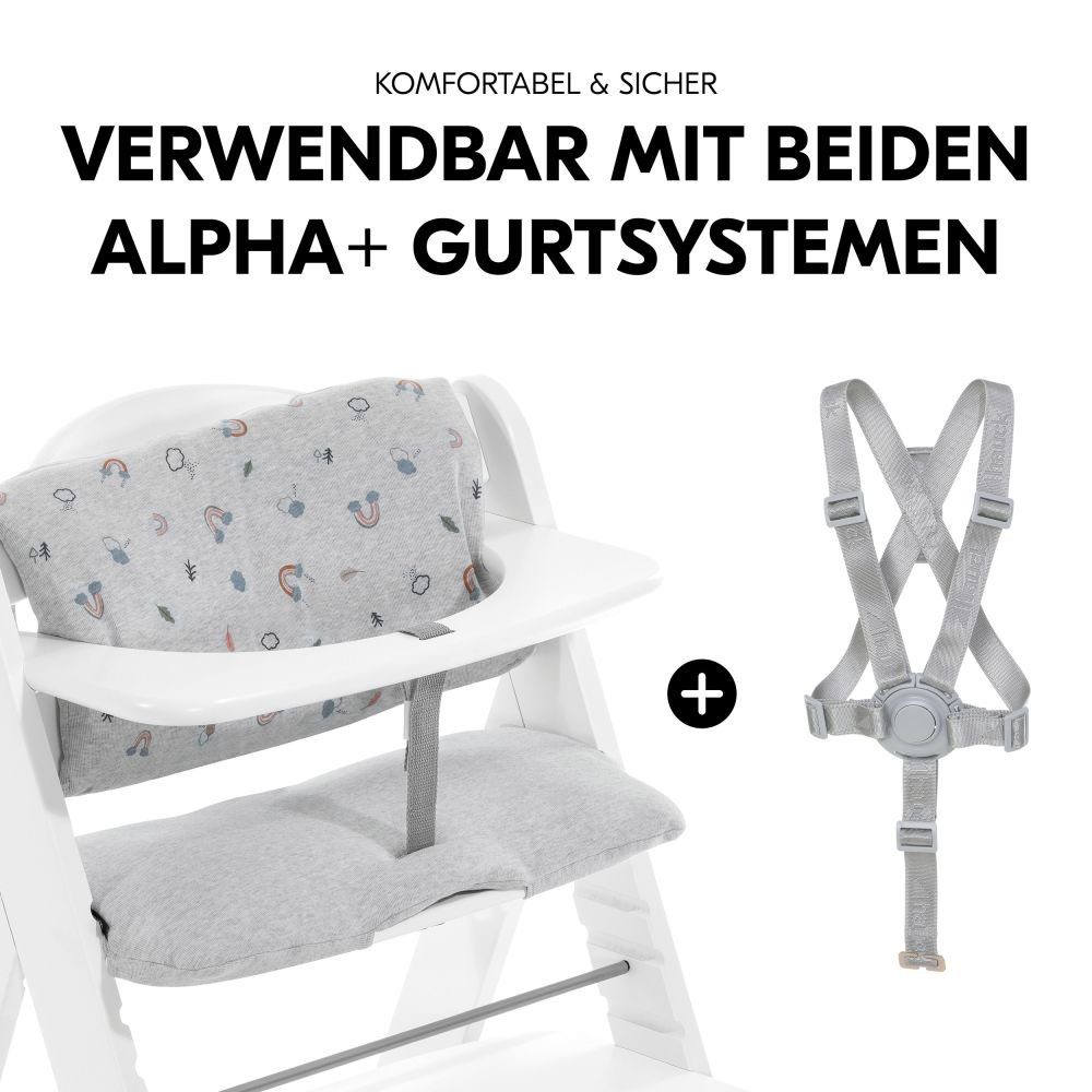 Alpha Newborn Sitzauflage Babystuhl Geburt Hochstuhl ab White Set Holz Aufsatz Neugeborene Rainbow Hauck Plus für & inkl. (Set),