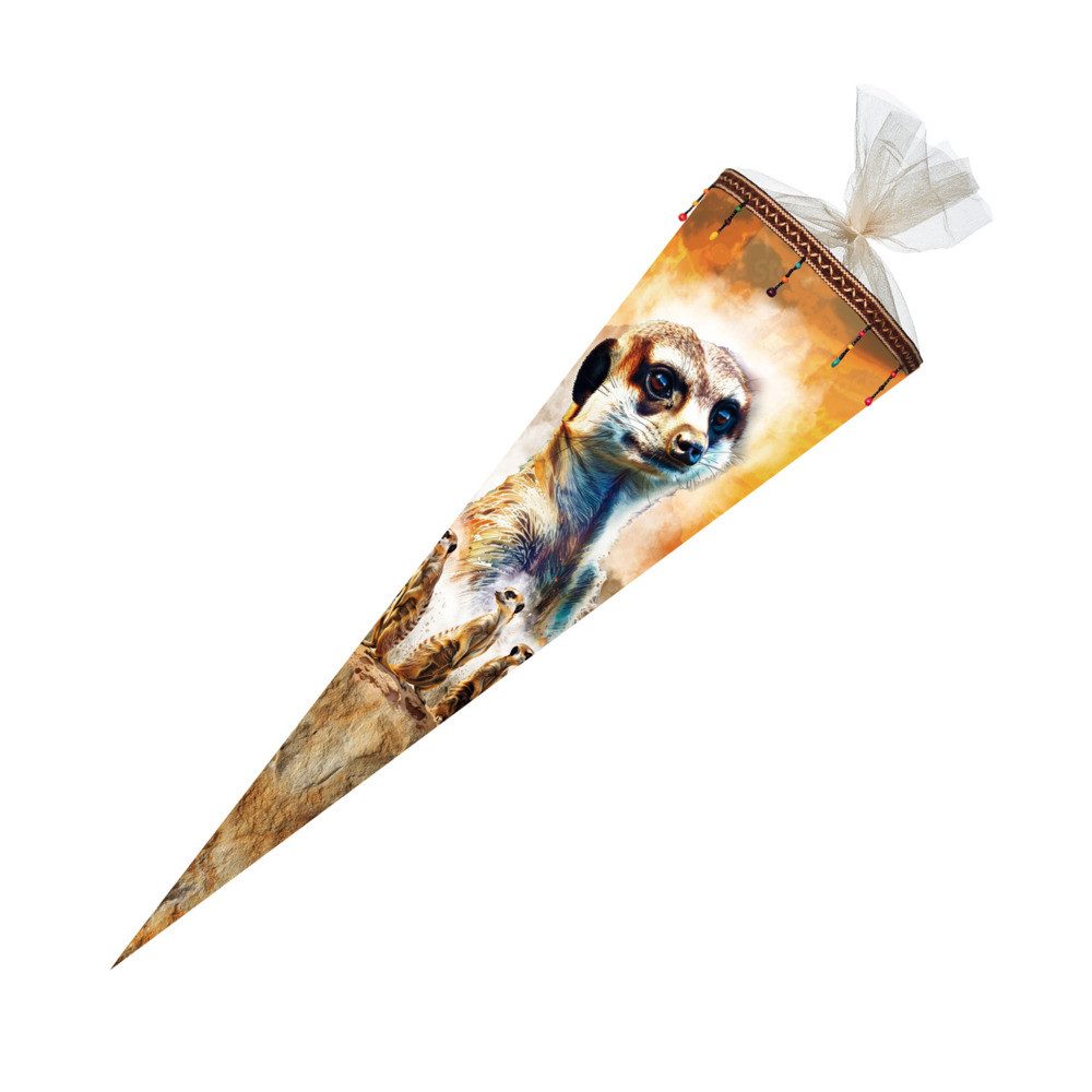 Schultüte Nestler Schultüte Erdmännchen eckig mit Tüllverschluss 85cm