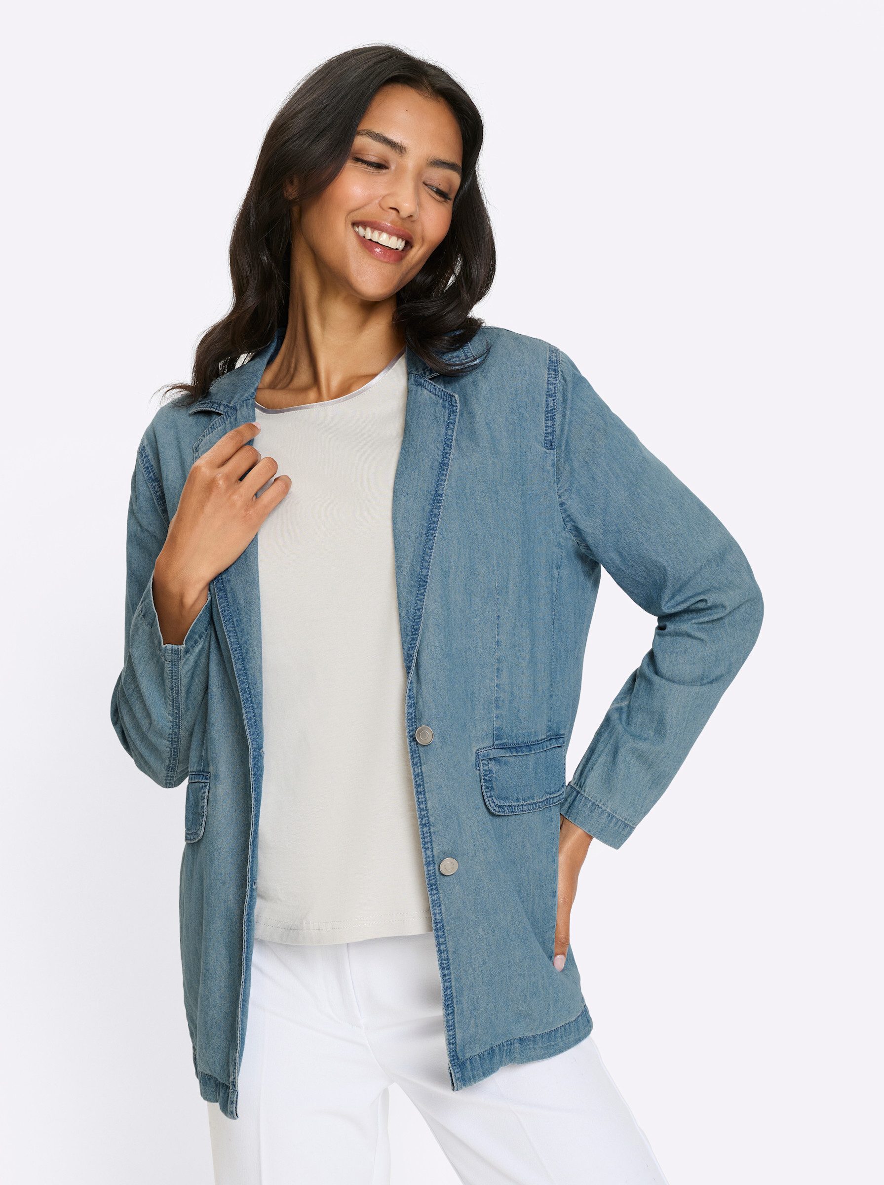 Sieh an! Allwetterjacke Jeans-Jacke Langarm
