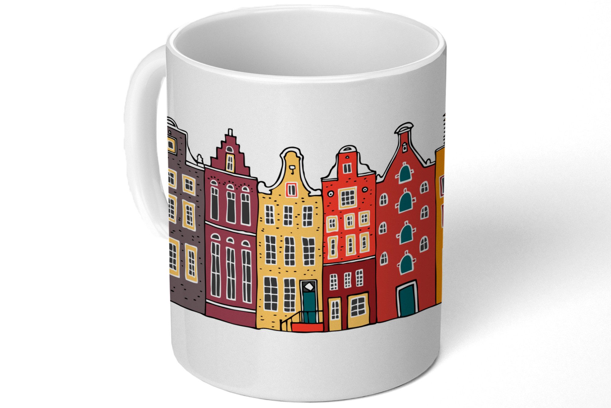 MuchoWow Tasse Illustration - Amsterdam - Haus, 1-tlg., Keramik, Kaffeetassen, Teetasse, Becher, Kaffeebecher, Geschenk