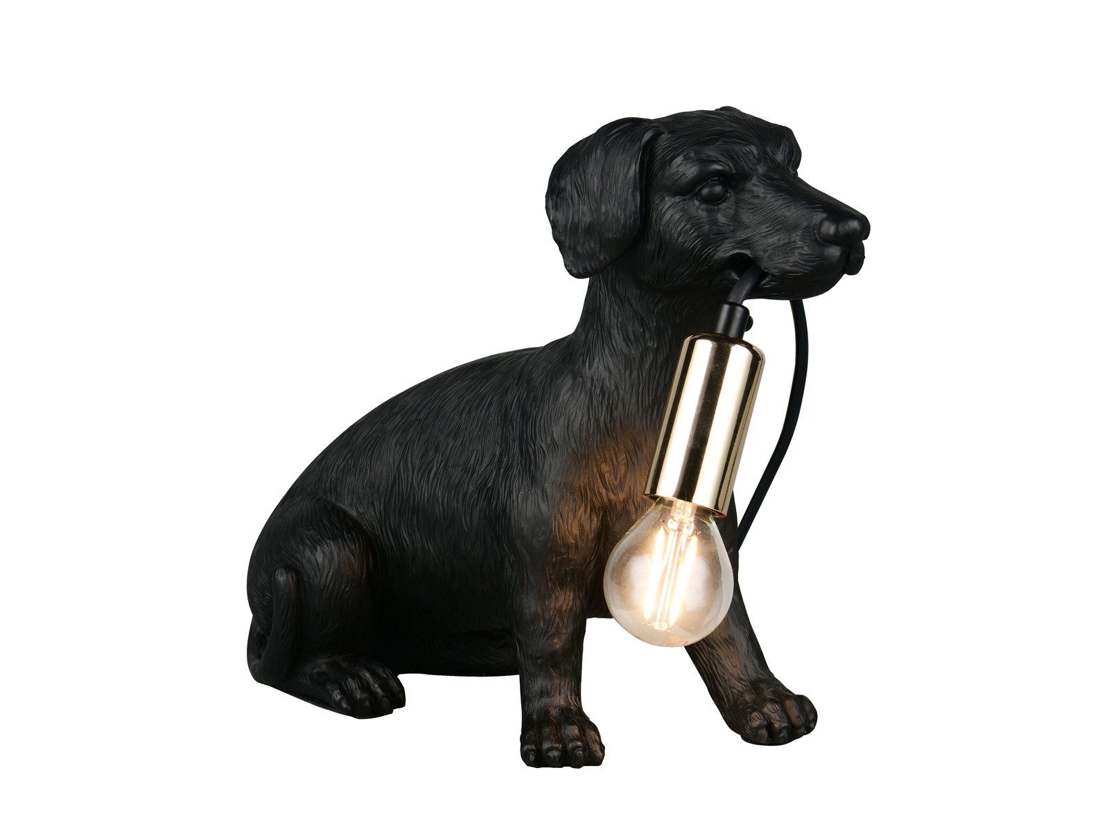 Reality Leuchten LED Nachttischlampe, Dimmfunktion, LED wechselbar, warmweiß, besondere Hundelampe coole Tischlampe Tierlampe Dackel, Höhe 23,5cm