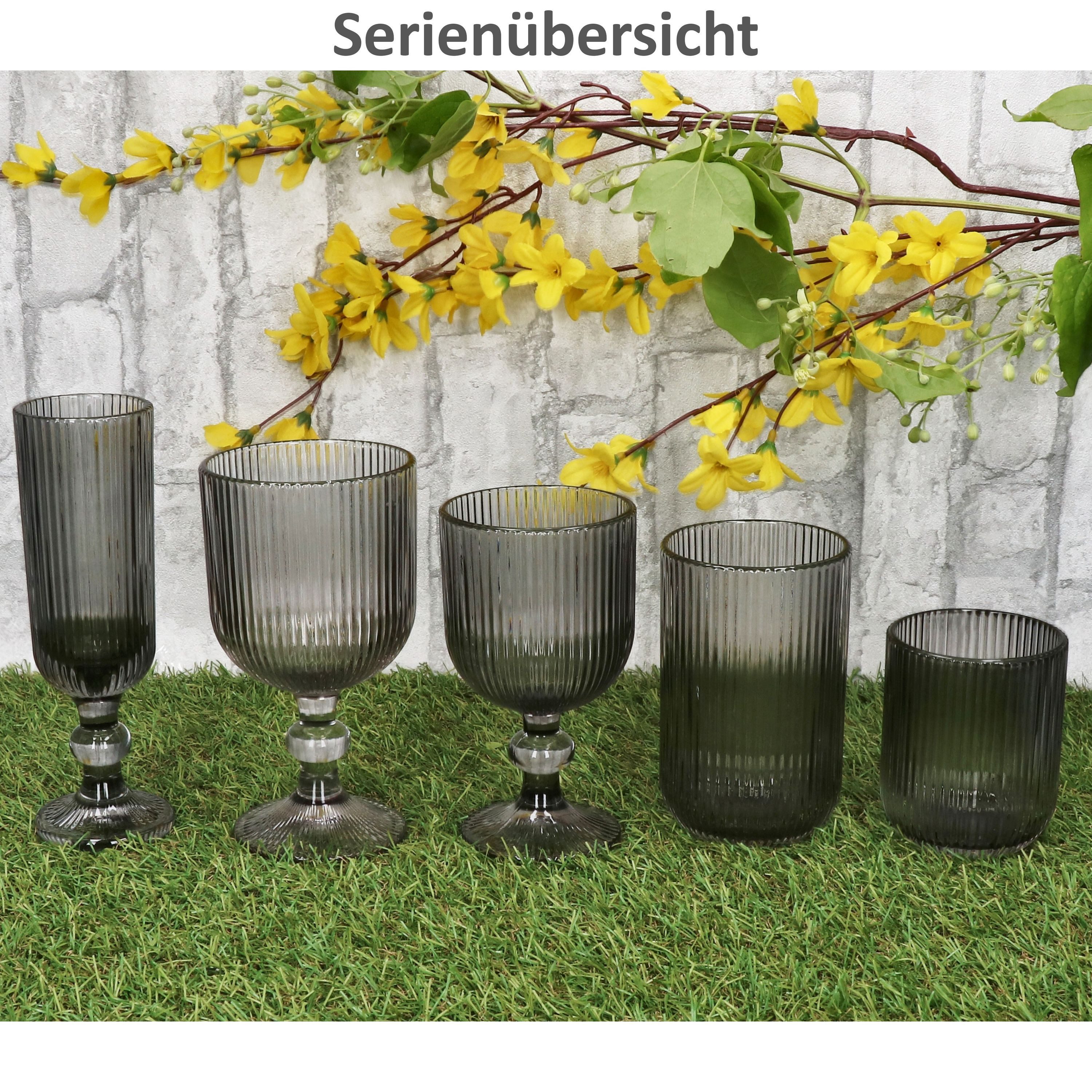 MamboCat Longdrinkglas Agata 6x Longdrinkgläser grau 360ml Glas Relief Cocktails Saft Limo, Glas – Bild 5 von 5