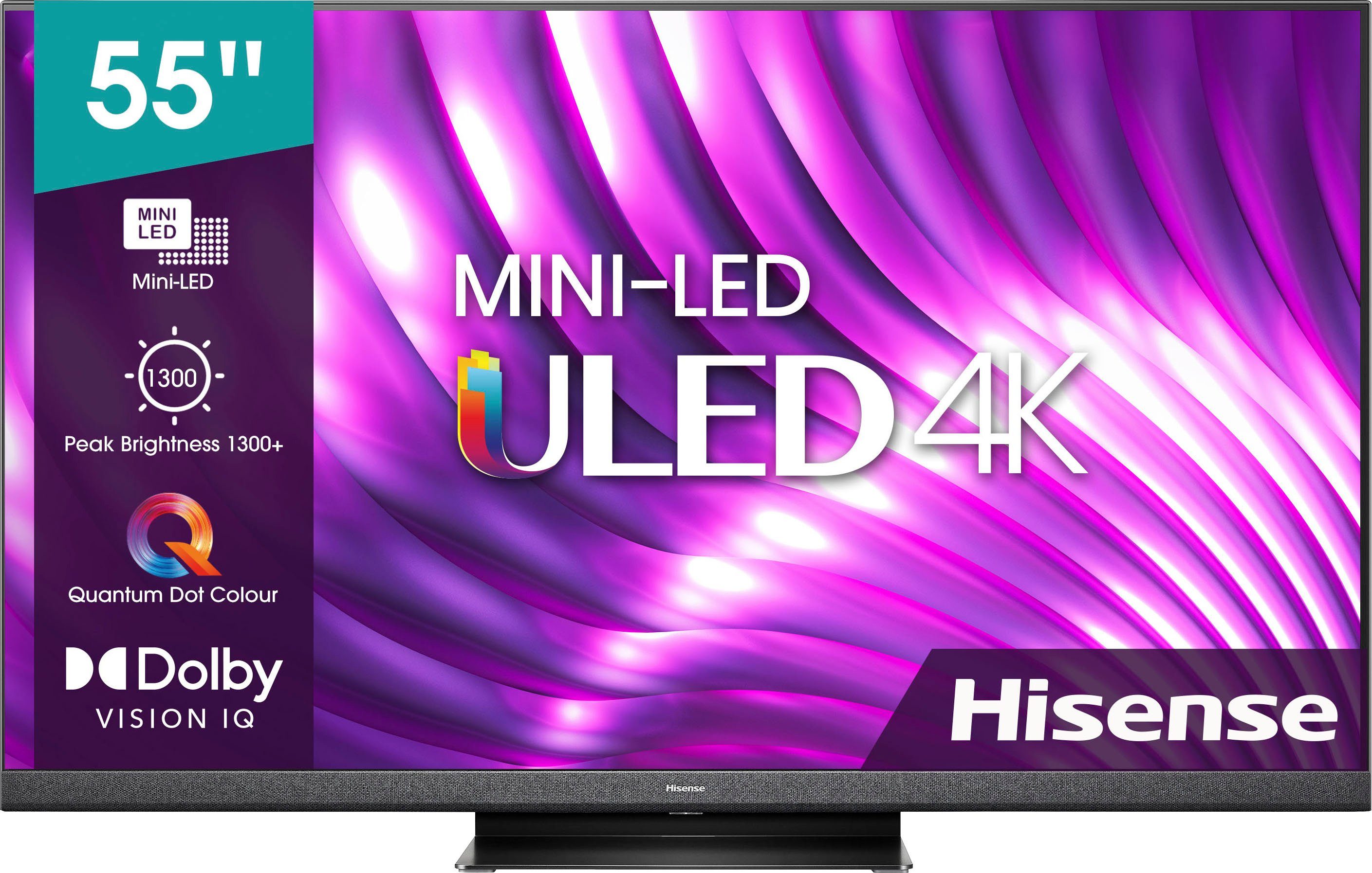 Hisense 55U8HQ Mini-LED-Fernseher (139 cm/55 Zoll, 4K Ultra HD, Dolby  Vision IQ & Atmos, 120Hz Panel, Game Mode Pro, USB Recording),  DVB-T2/T/S/S2/C, WLAN, Bluetooth, 4x HDMI (2 x HDMI 2.1), 2x USB,