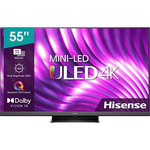 Hisense 55U8HQ Mini-LED-Fernseher (139 cm/55 Zoll, 4K Ultra HD, Dolby Vision IQ & Atmos, 120Hz Panel, Game Mode Pro, USB Recording)