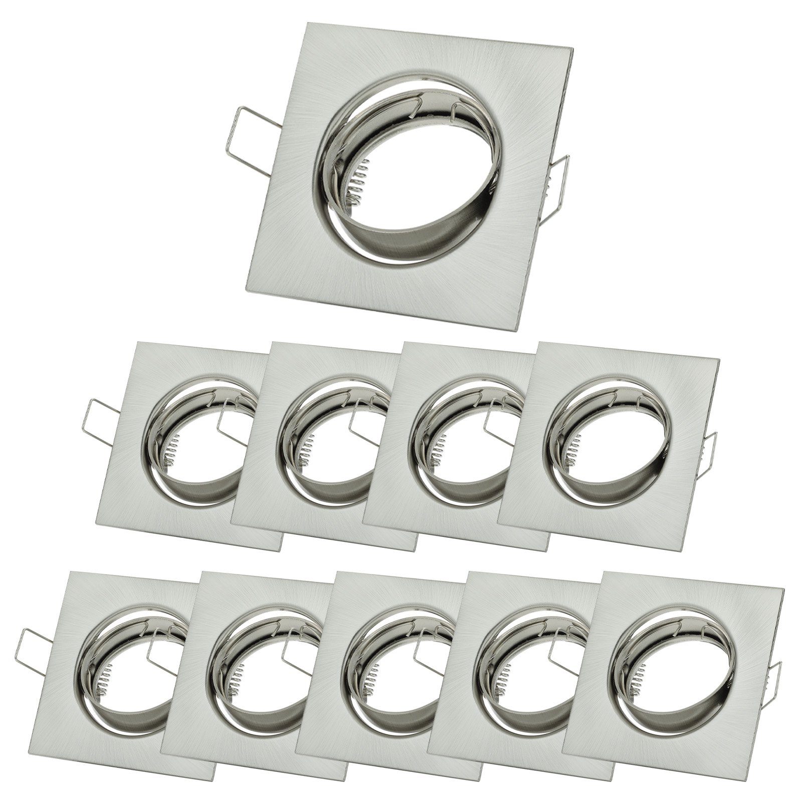 Sweet LED Deckenspot spot eckig chrom gebürstet schwenkbar 10 stück, ohne Leuchtmittel