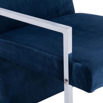 furnicato Sessel mit verchromten Füßen Blau Samt