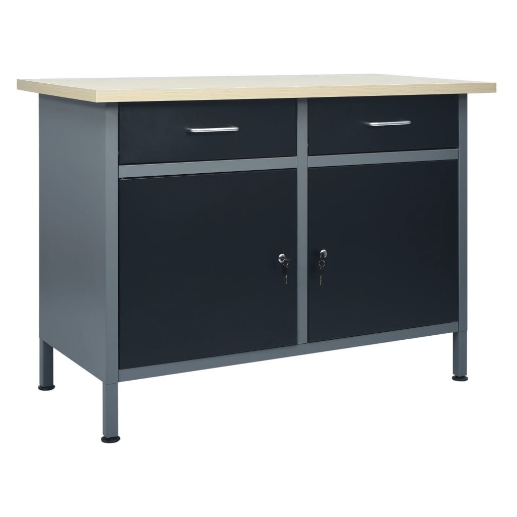 vidaXL Werkbank Werkbank Schwarz 120x60x85 cm Stahl
