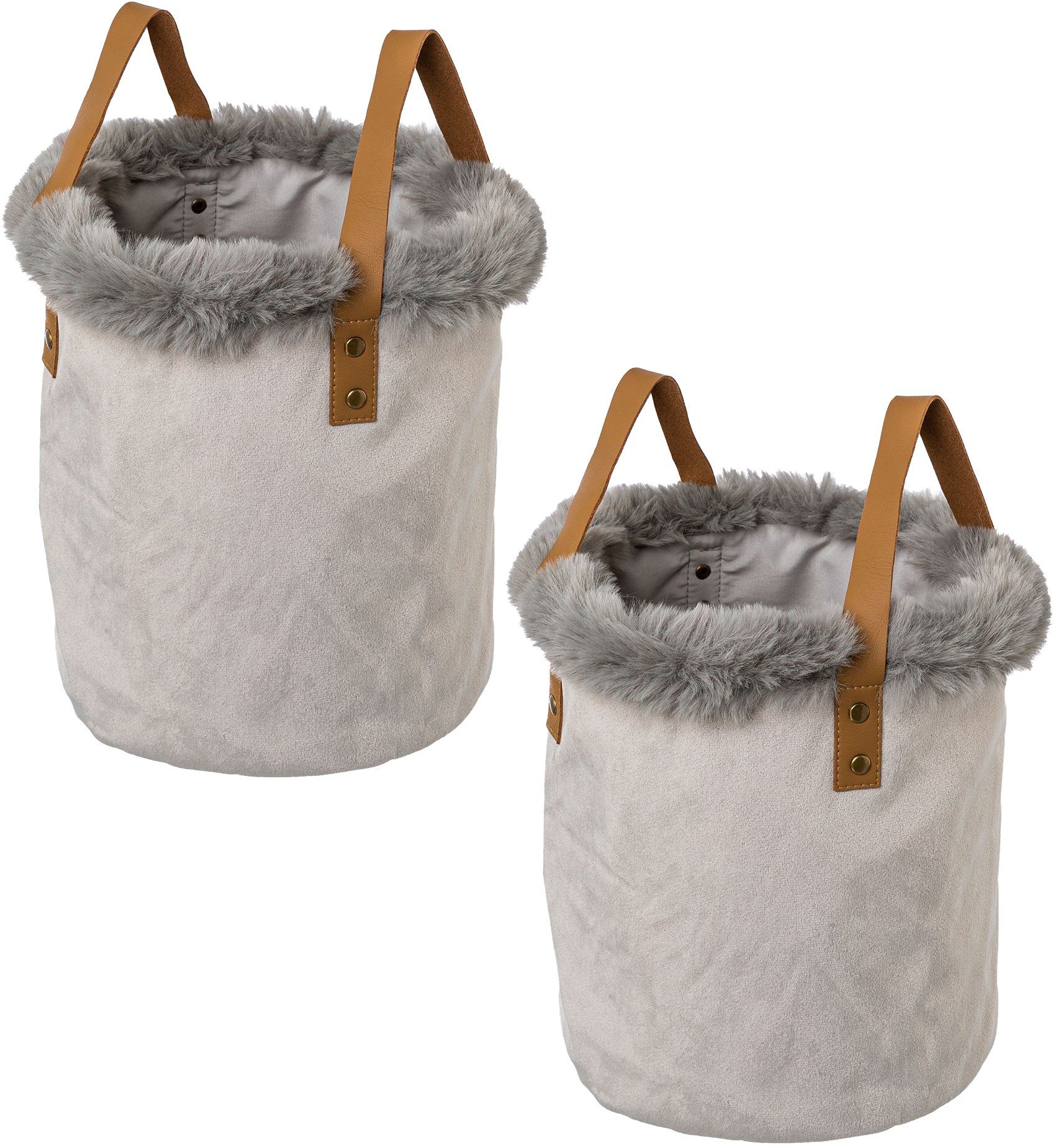 Creativ home Organizer Weihnachtsdeko (Set, 2 St), mit Kunstfellrand und Henkel, Höhe 20 cm, auch als Übertopf geeignet