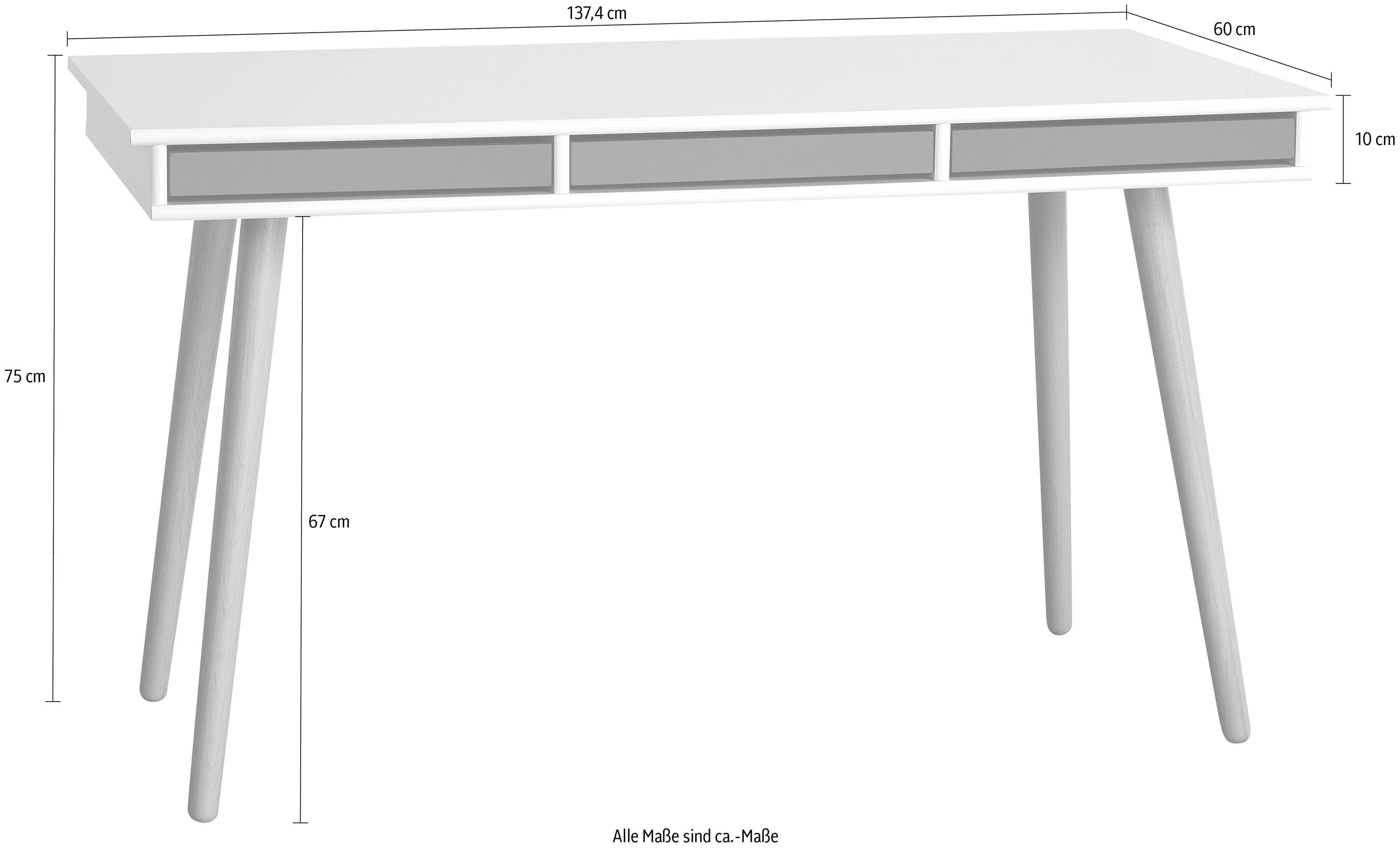 Hammel Furniture Schreibtisch Mistral 137,4 Designmöbel cm, Bürotisch, Holzbeinen, Tisch, graphit Computertisch, Arbeitstisch, B