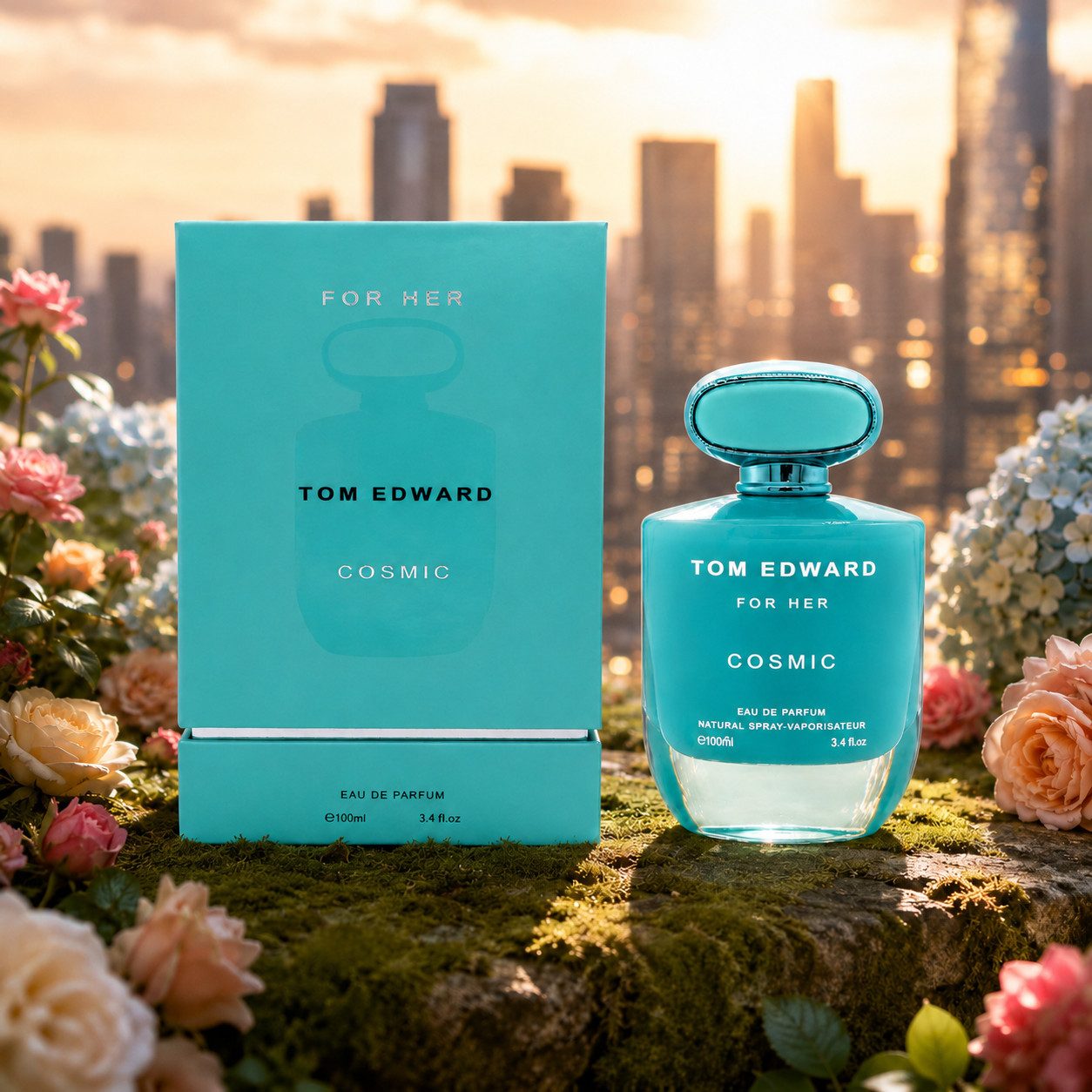 TOM EDWARD Eau de Parfum Tom Edward Cosmic for Her Damenduft Wurzig Orientalish Holzig e100 ml, Hergestellt in UK, Premium Damenduft, Langanhaltend, Schone Verpackung