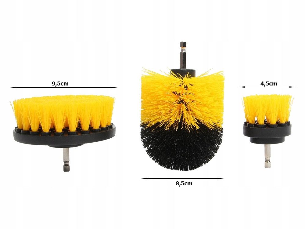 VERK GROUP Reinigungsbürste Bürstenaufsatz 3tlg Set Akkuschrauber Nylon Reinigungsbürste, Fugen, Akkuschrauber, Fahrzeugreinigung, Gartenmöbel, Felgen, Küche, B – Bild 5 von 5
