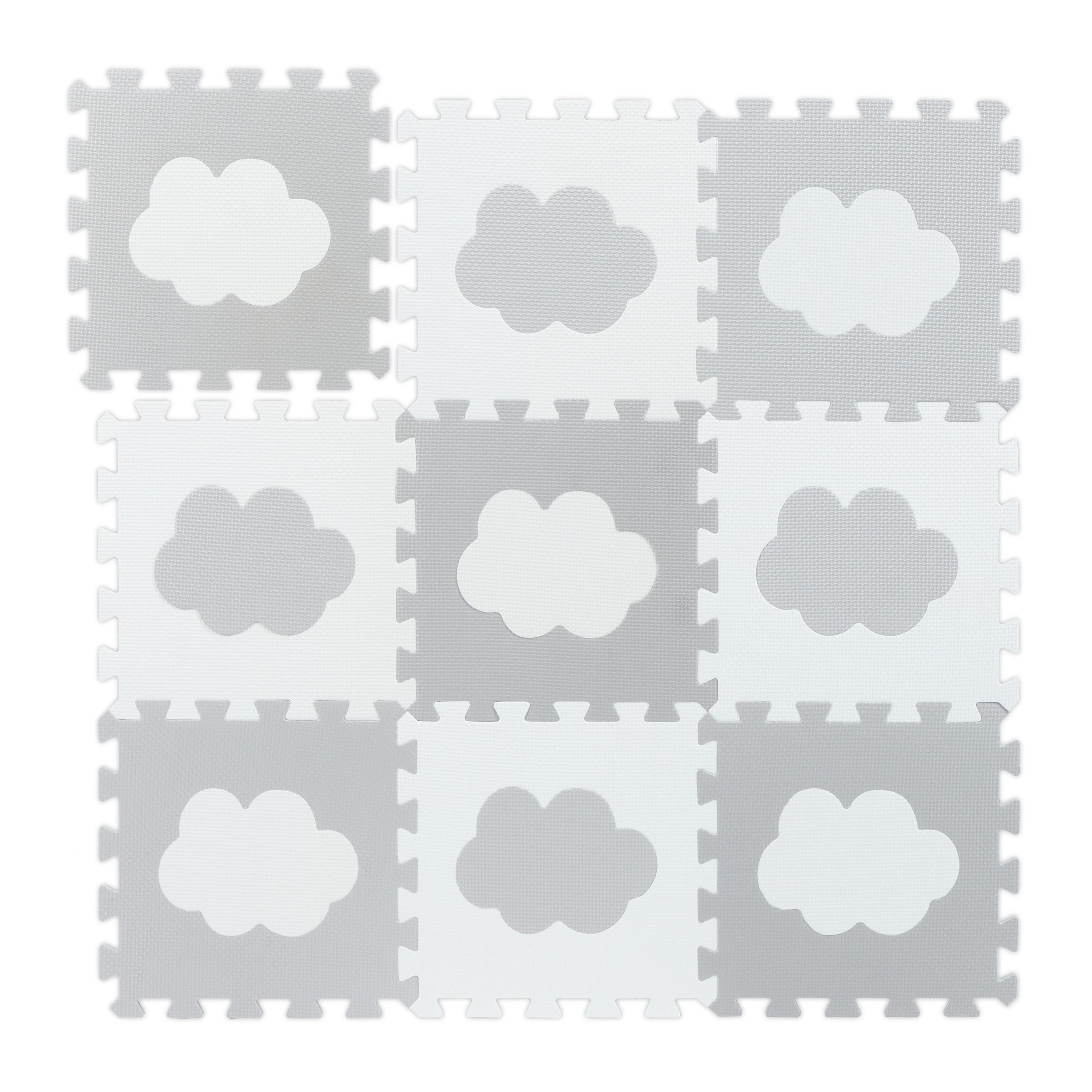 relaxdays Puzzlematte 18-tlg. Puzzlematte Wolke, Weiss-grau günstig online kaufen