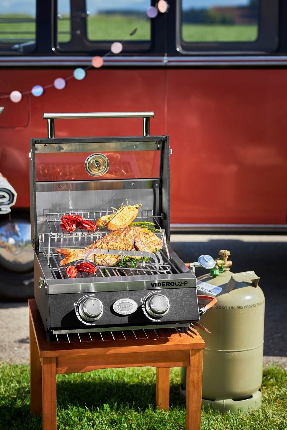 RÖSLE Grillrost 25071 (1-St), Aufsatz zur Zubereitung von Fisch, Größe einstellbar, Edelstahl 18/10