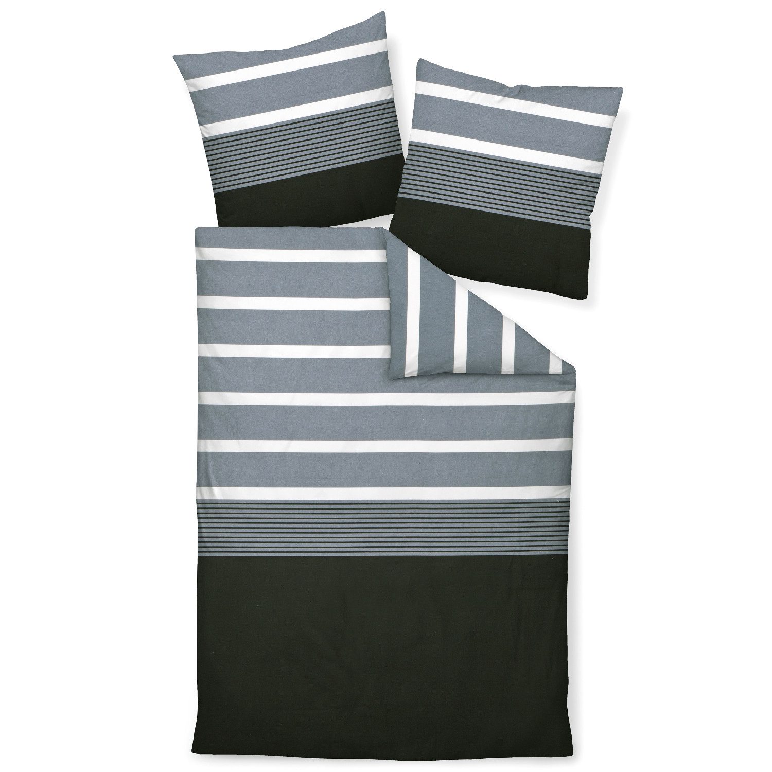 Janine Bettwäsche Bettwäsche Janine Mako Satin J.D. 8468-08 Streifen blau weiß 135x200, Mako Satin, 2 teilig, Klimaneutrale Herstellung, Verpackung 100% Recycelbar