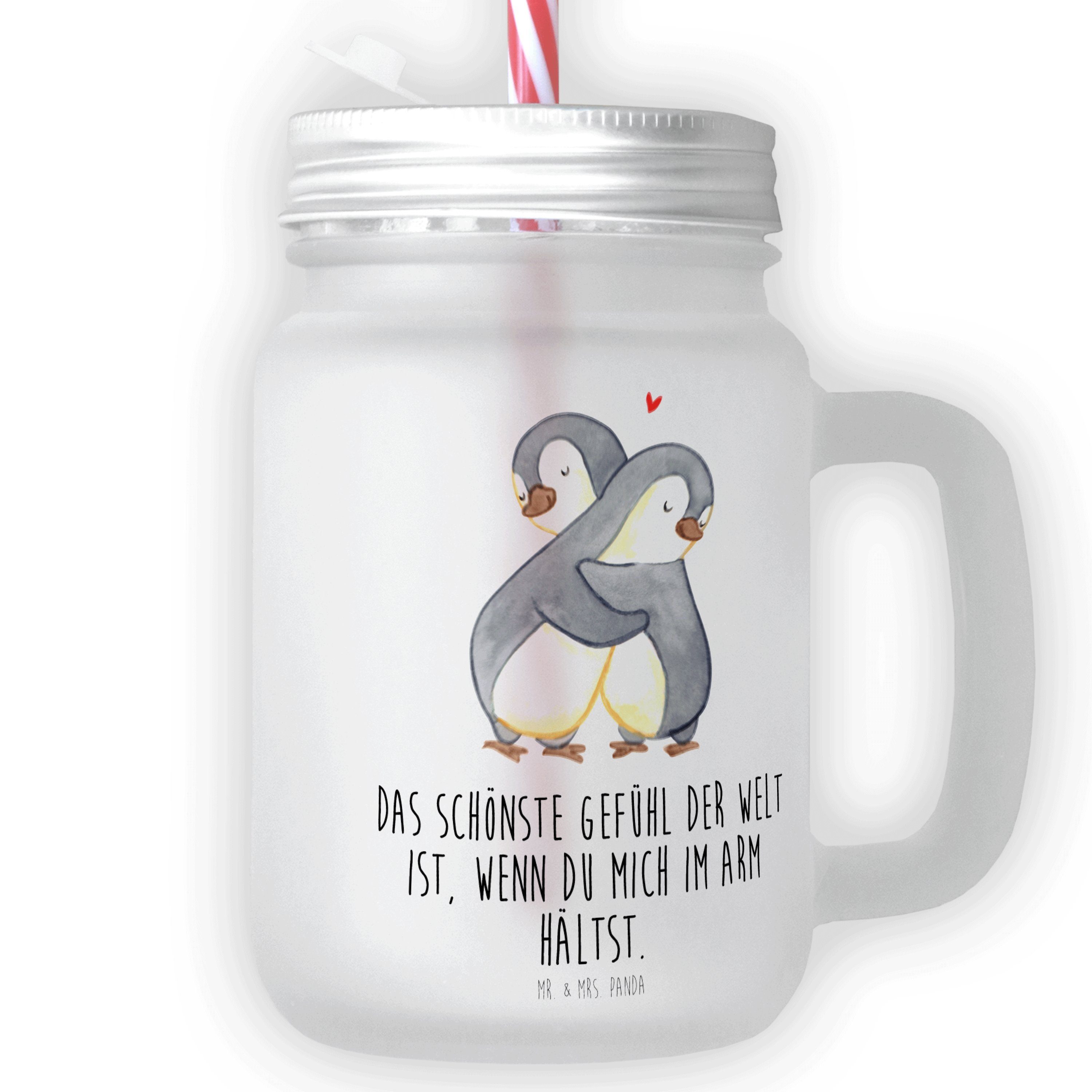 Mr. & Mrs. Panda Glas Pinguine Kuscheln - Transparent - Geschenk, Sommerparty Einrichtung, Premium Glas