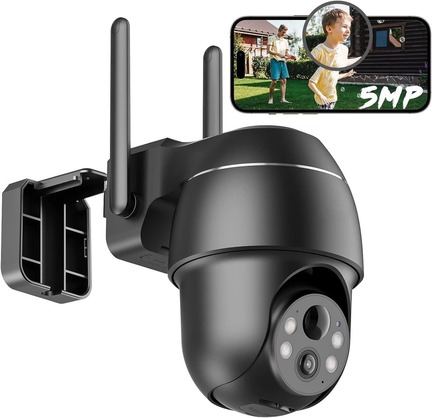 TWUFY Überwachungskamera 5MP Überwachungskamera Aussen Akku Kabellose WLAN IP Kamera Outdoor (innen, Aussen, Outdoor, Außenbereich, Außen, Farbnachtsicht wasserdichte Kamera PIR-Bewegungserkennung, 360° PTZ Kamera Überwachung Außen,Audio- und Lichtalarm, H.265-Videokomprimierung, 2-Wege-Audio,Multi-User-Unterstüitzung)
