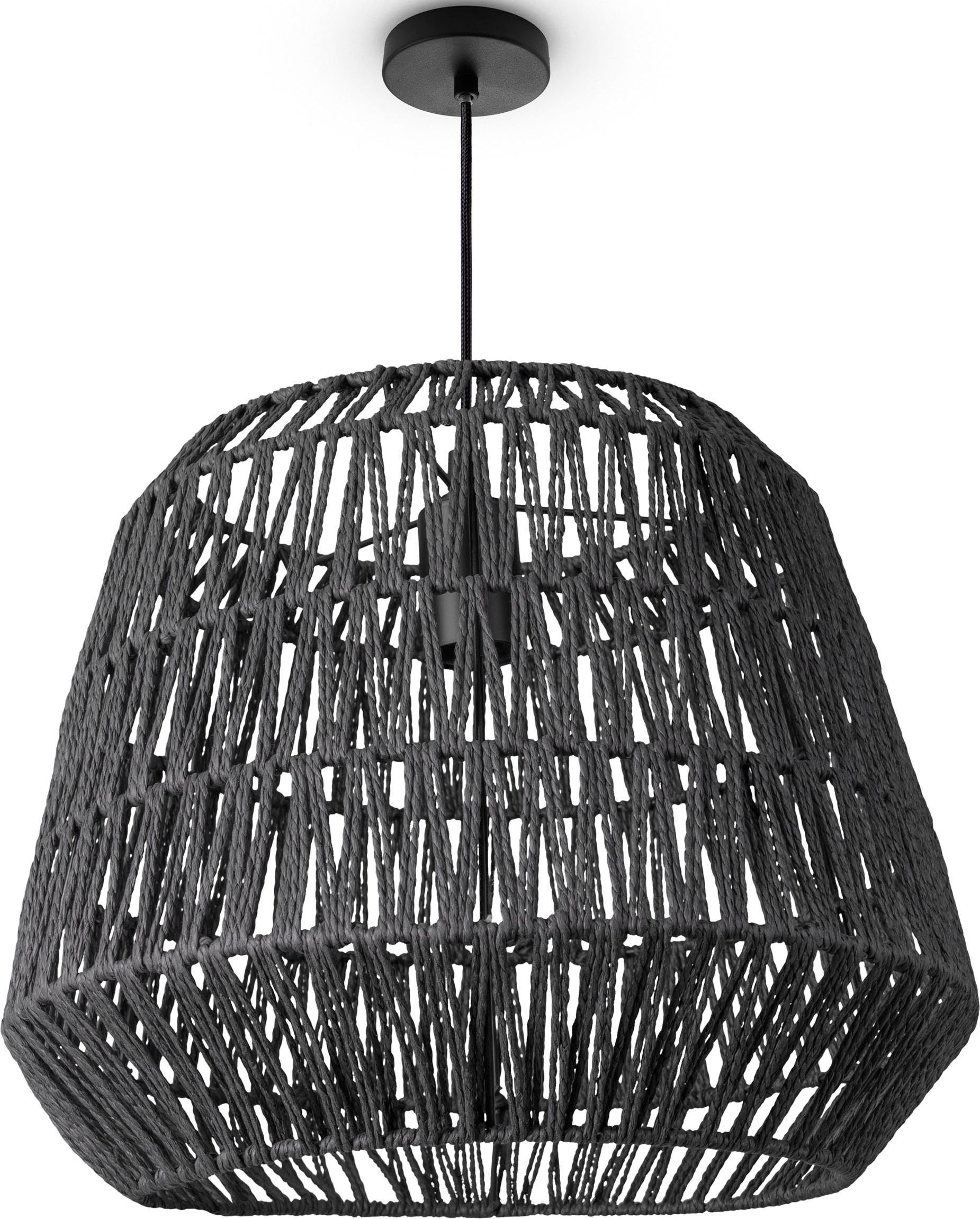 Leuchtmittel, Papier E27 Pendelleuchte Rattan POMI, Home Lampe Korb Pendelleuchte Boho Esszimmerlampe Paco ohne