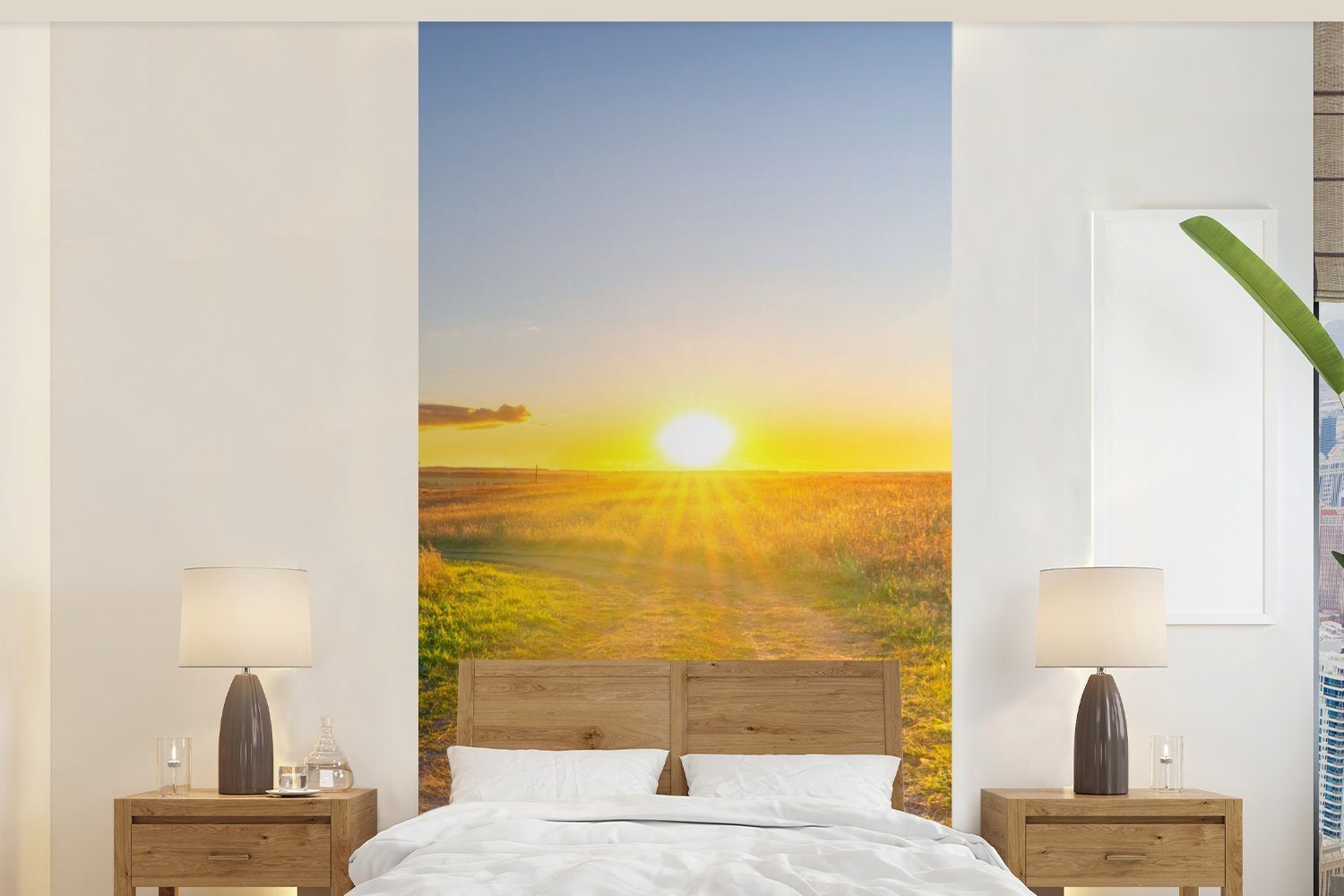 Landschaft, - Wohnzimmer Natur Vliestapete Schlafzimmer Sonne Matt, MuchoWow für Fototapete St), Fototapete bedruckt, Küche, (2 -