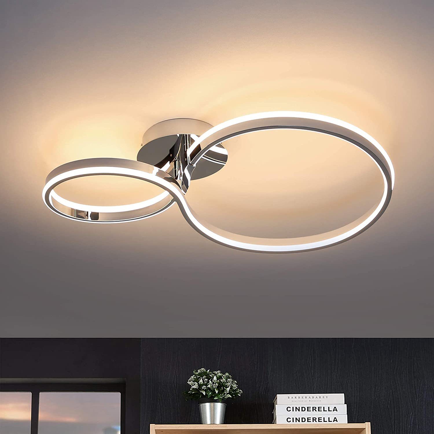 Nettlife LED Deckenleuchte Große Wohnzimmerlampe Moderne Ring-Design 39W  3000K für Schlafzimmer, Warmweiß, Dimmbar