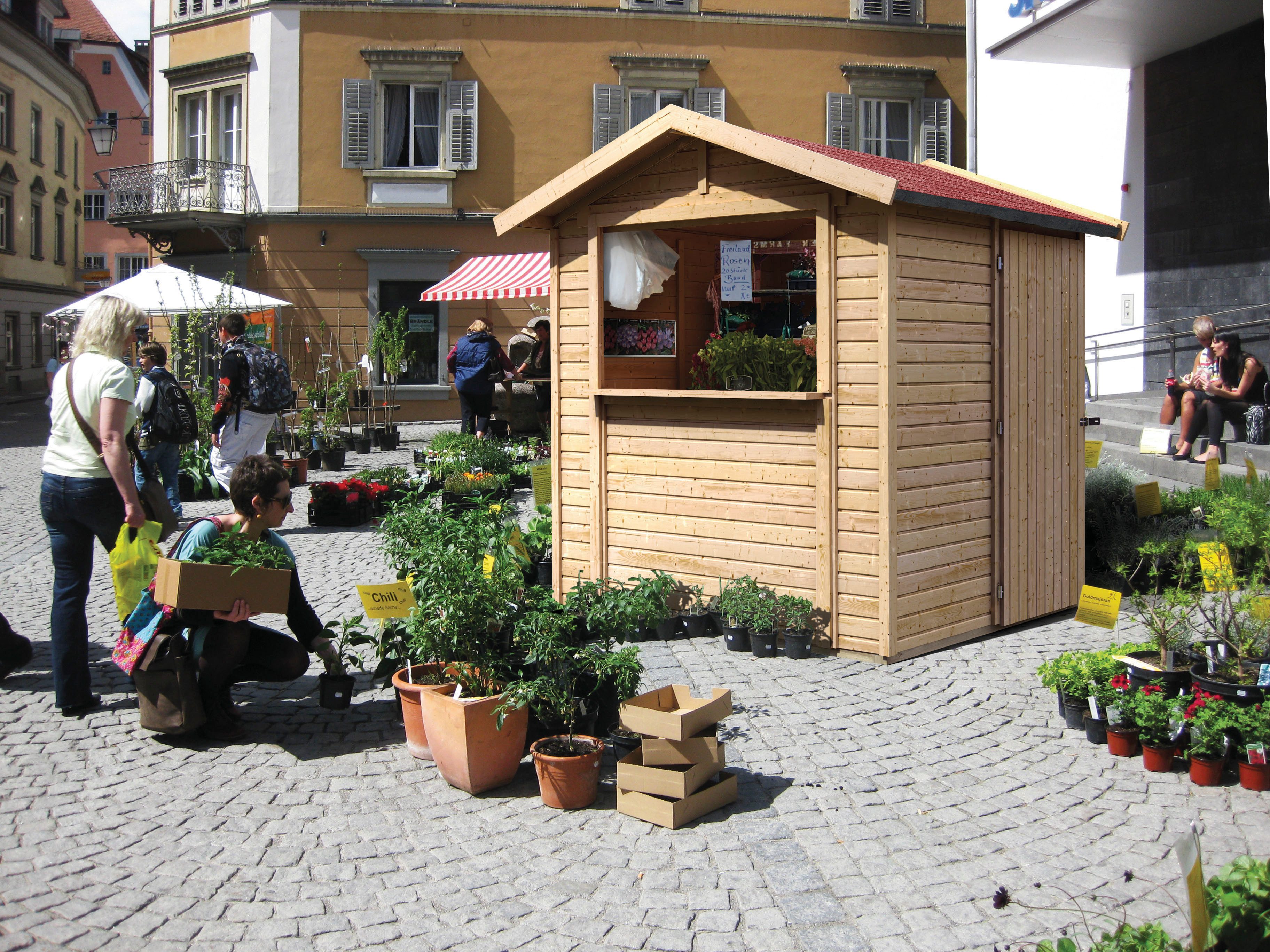 Karibu Gartenhaus Verkaufshaus 1 naturbelassen, BxT: 265x182 cm, aus hochwertiger nordischer Fichte