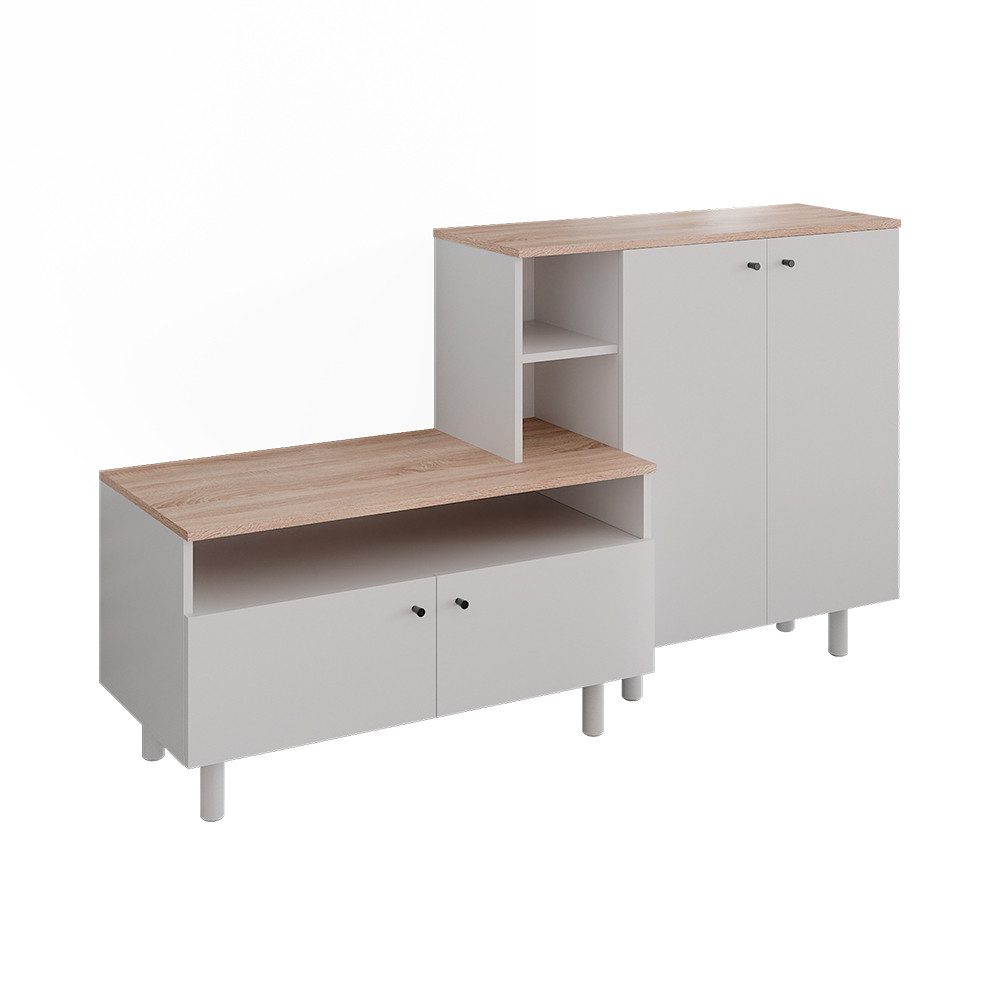 Vicco Garderoben-Set Elano, Weiß/Eiche, 140 x 80 cm, (1-St)