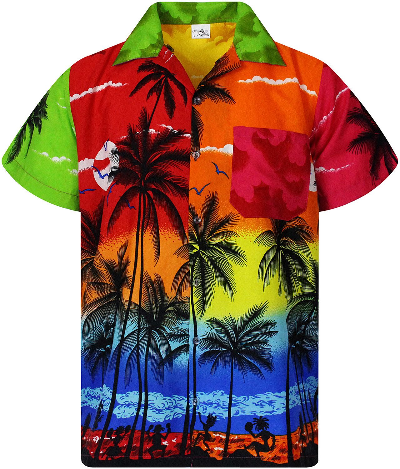 King Kameha Hawaiihemd Beach Funky Hawaii-Hemd Herren Kurzarm Front-Tasche günstig online kaufen