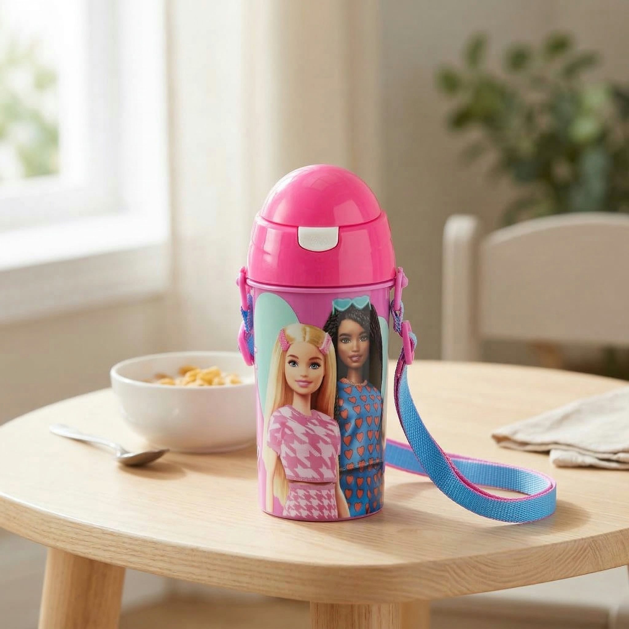 Barbie Trinkflasche Barbie Kinder Sport Wasserflasche Flasche Trinkhalm 500 ml