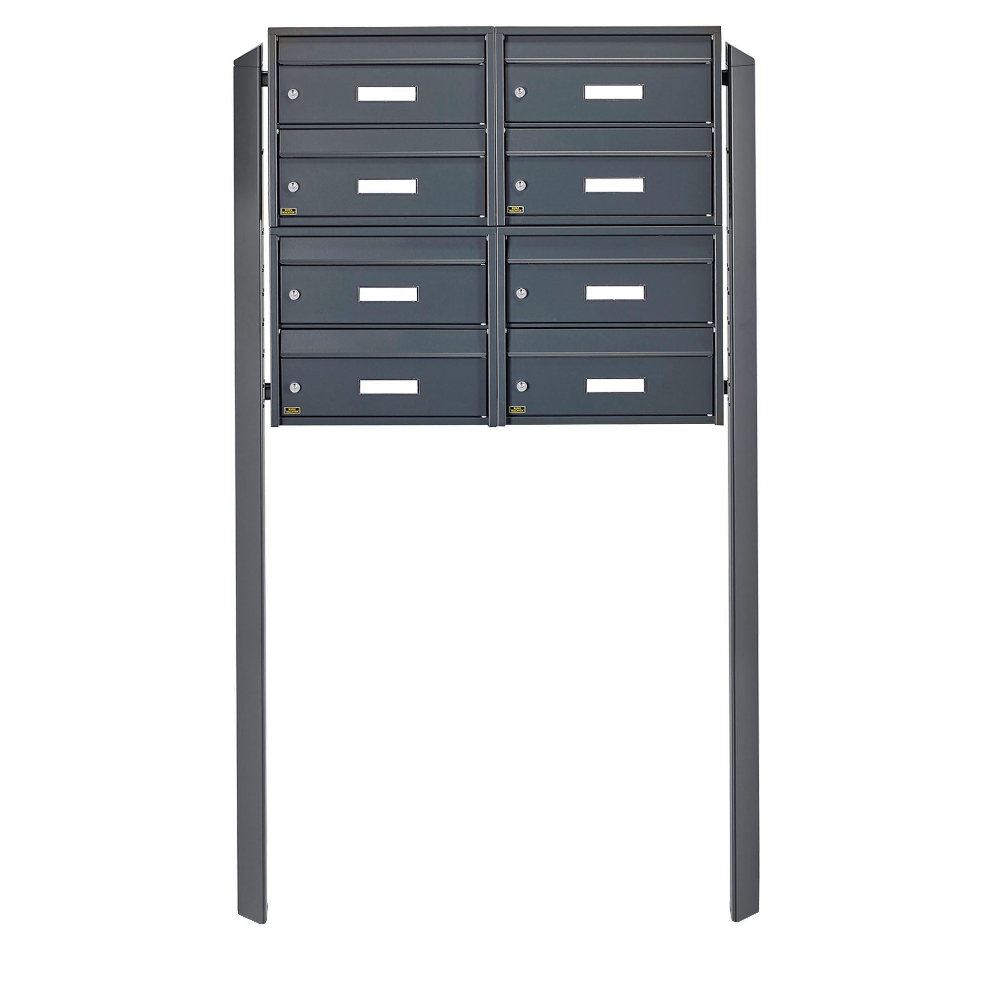 Burg Wächter Briefkastenanlage 8 Parteien anthrazit Briefkästen freistehend mit Standfuß