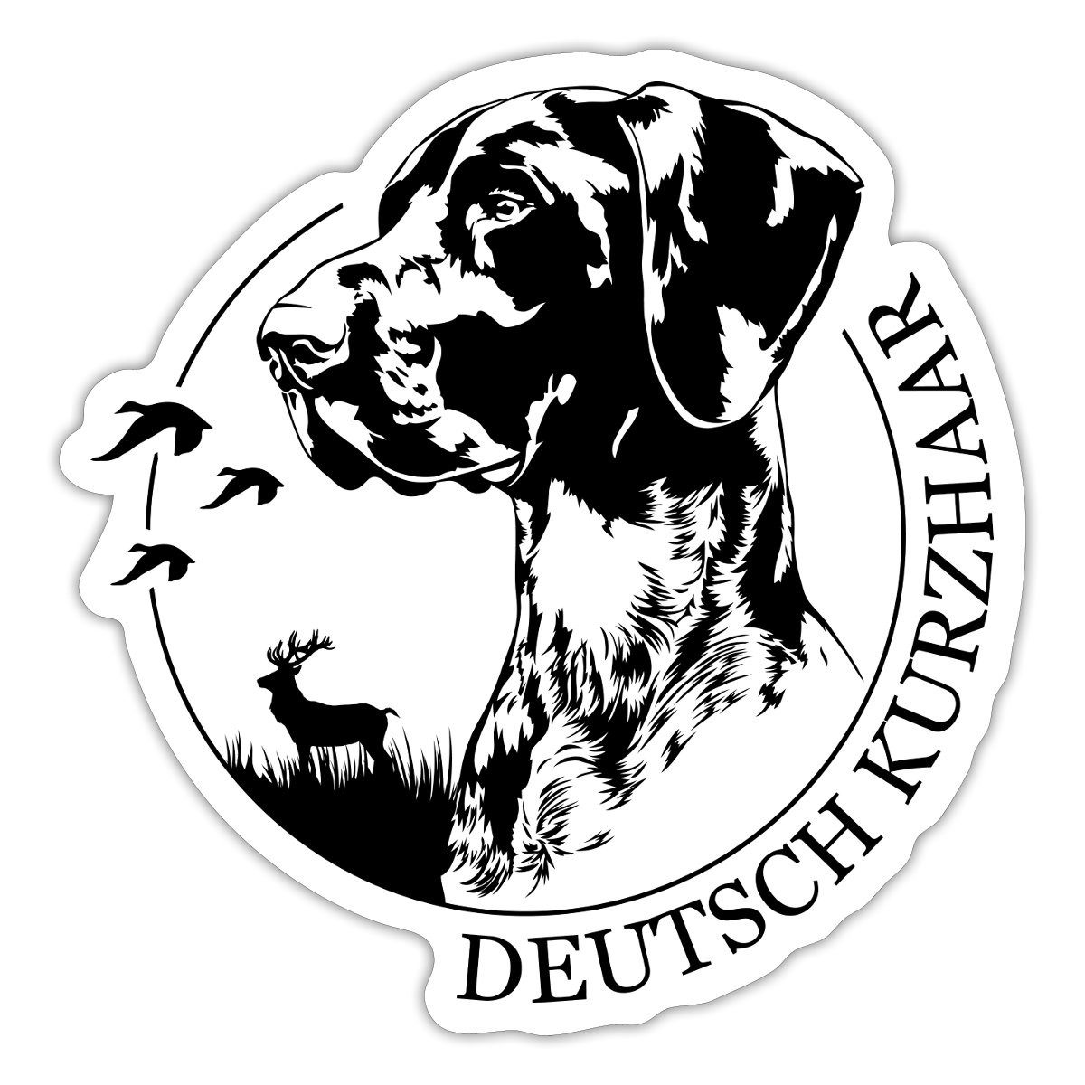 Spreadshirt Aufkleber Deutsch Kurzhaar Jagdhunde Portrait Hund Sticker Aufkleber