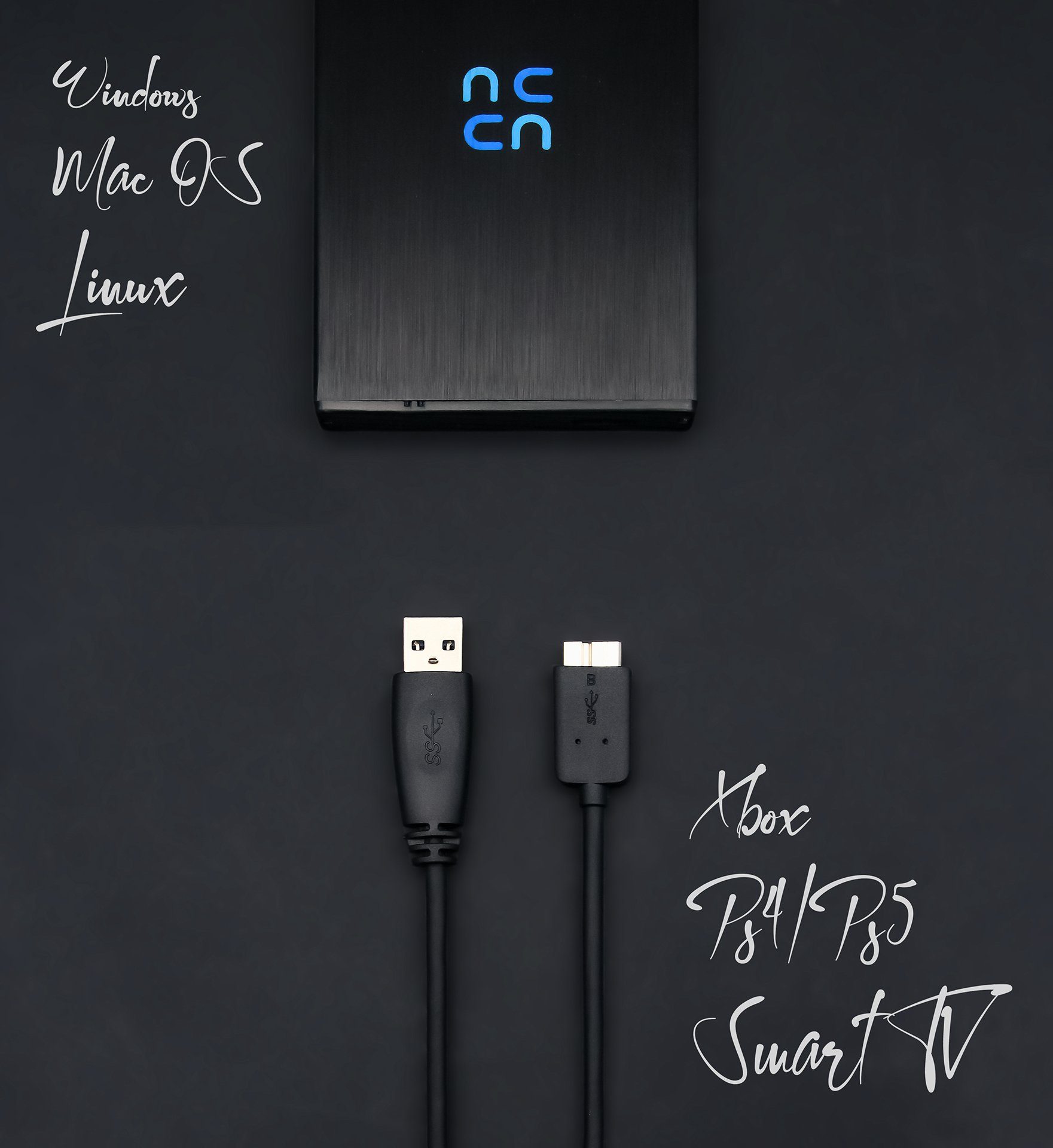 HURRICANE GD25612 portable externe Festplatte 500GB 2,5" USB 3.0 HDD Speicher externe HDD-Festplatte (500GB) 2,5", für PC, Laptop, PS4, PS5, Xbox - kompatibel mit Windows, Mac, Linux