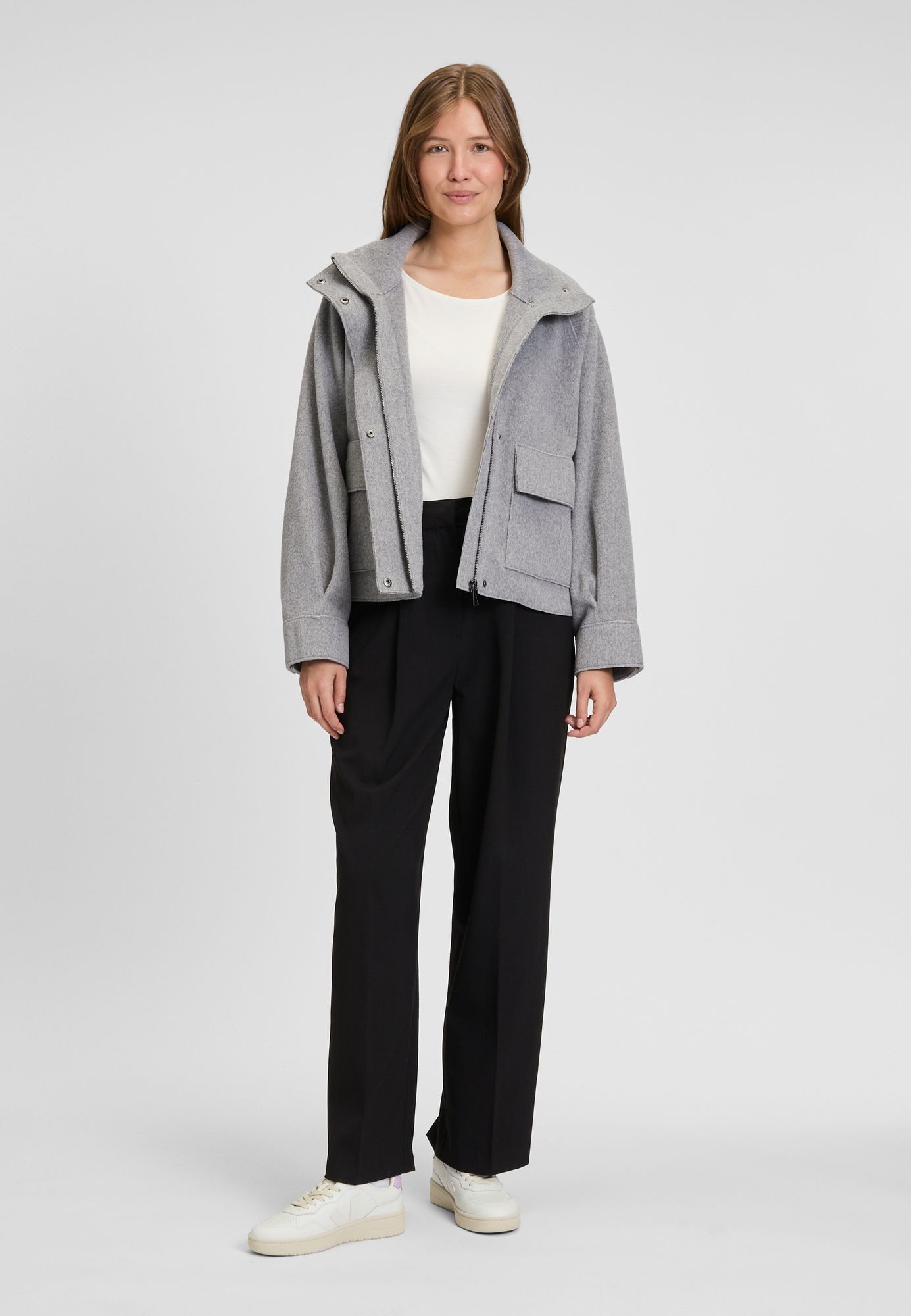 COVERED Jackenblazer Weda L60408CO Windschutzblende, Wollmantel-Optik, günstig online kaufen