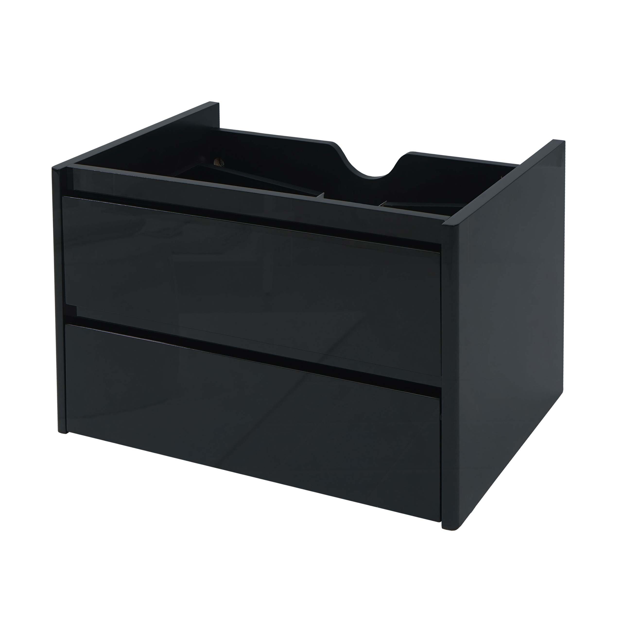 MCW Waschbeckenunterschrank MCW-B19-WU (1-St) Hochglanz-Optik, Soft-Close-System, 2 Schubladen, Zur Wandmontage